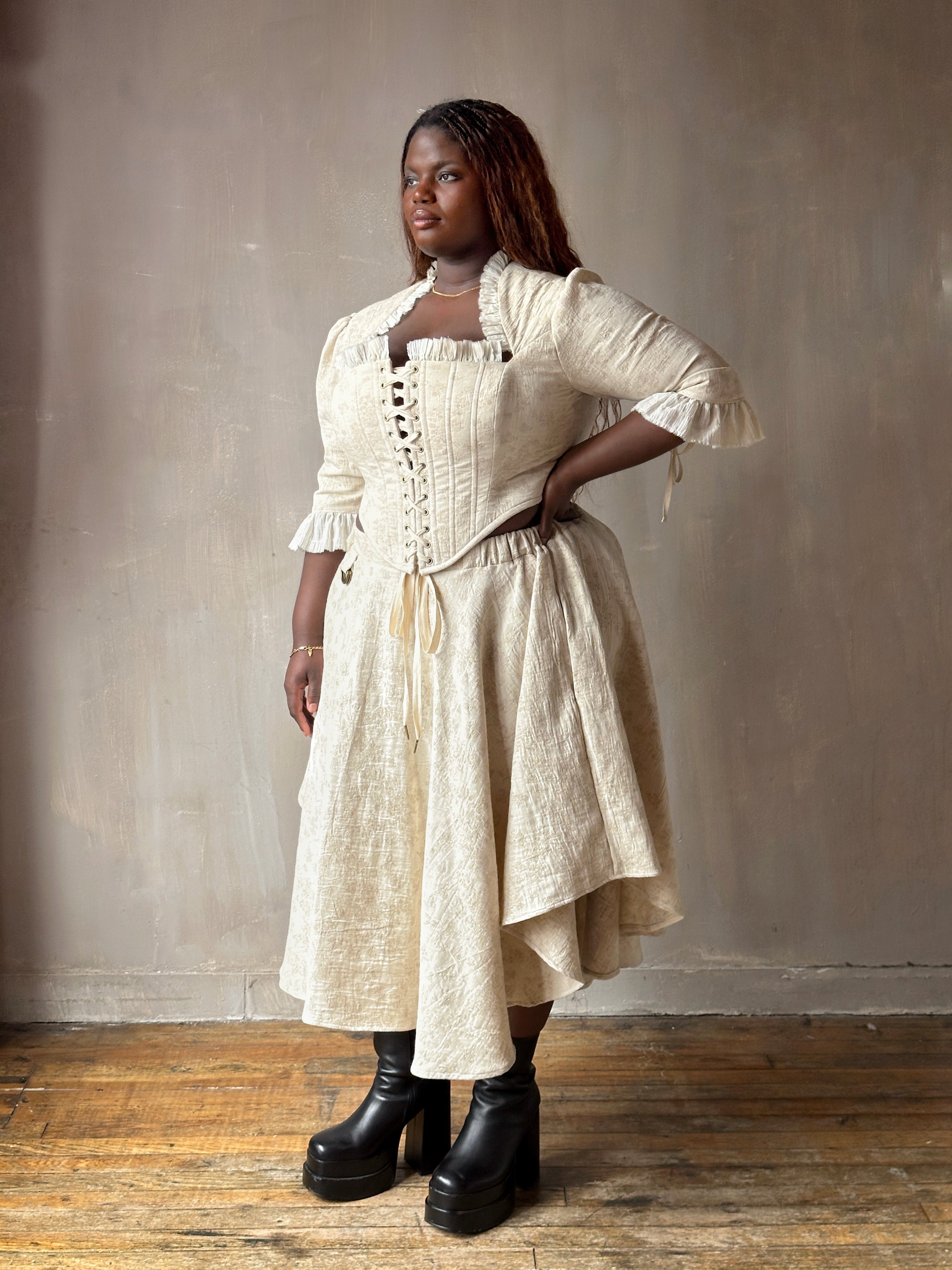 SS '26: Pastorale Set in Antique Floral Cotton-Linen (Pre-Order)