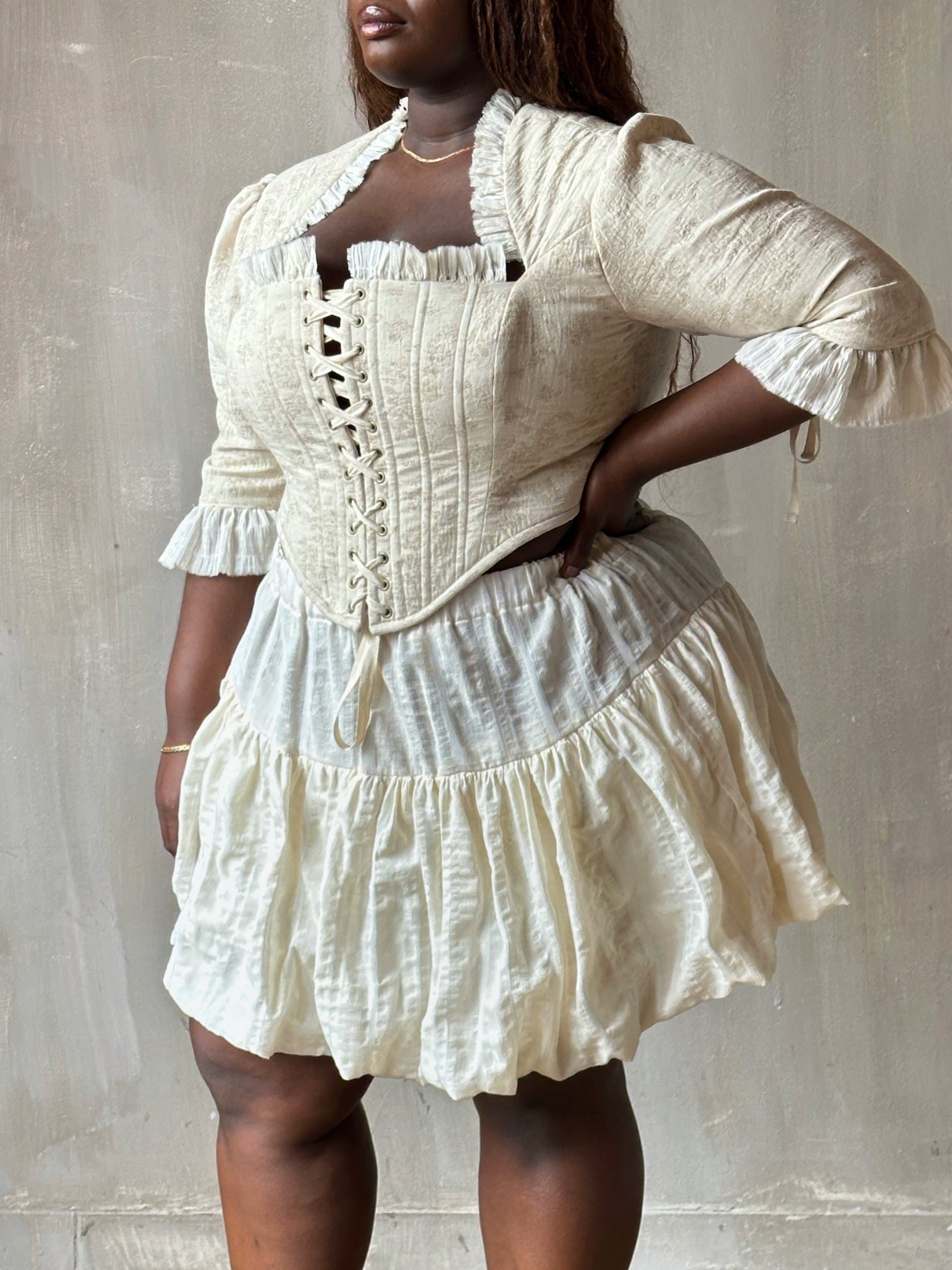 Spring '26: Bubble Skort in Ivory Jacquard Stripe (Pre-Order)