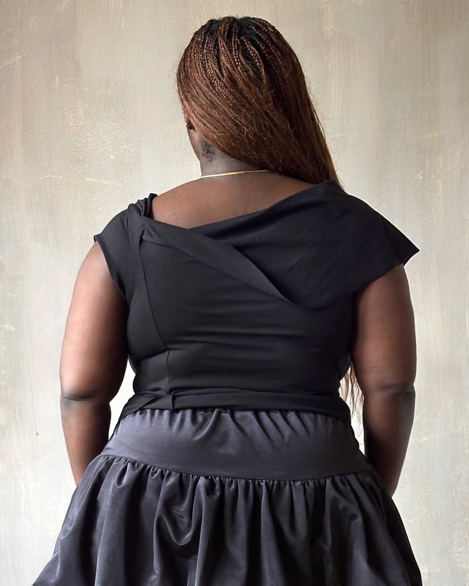 Spring '25: Jersey Draped Cap Sleeve Top in Black Bamboo (Pre-Order)