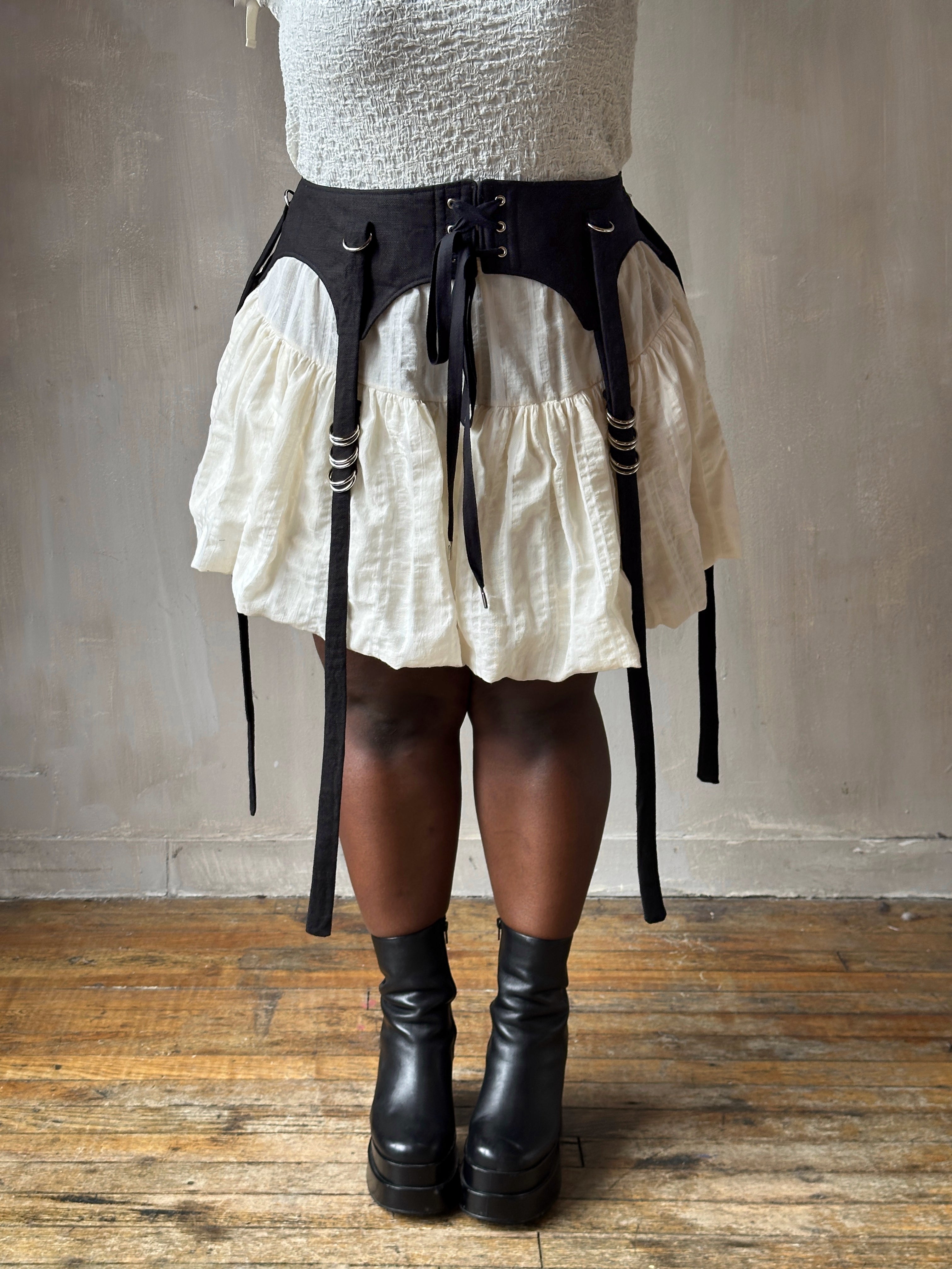Spring '26: Four-Way Skirt Garter in Black Linen (In Stock)