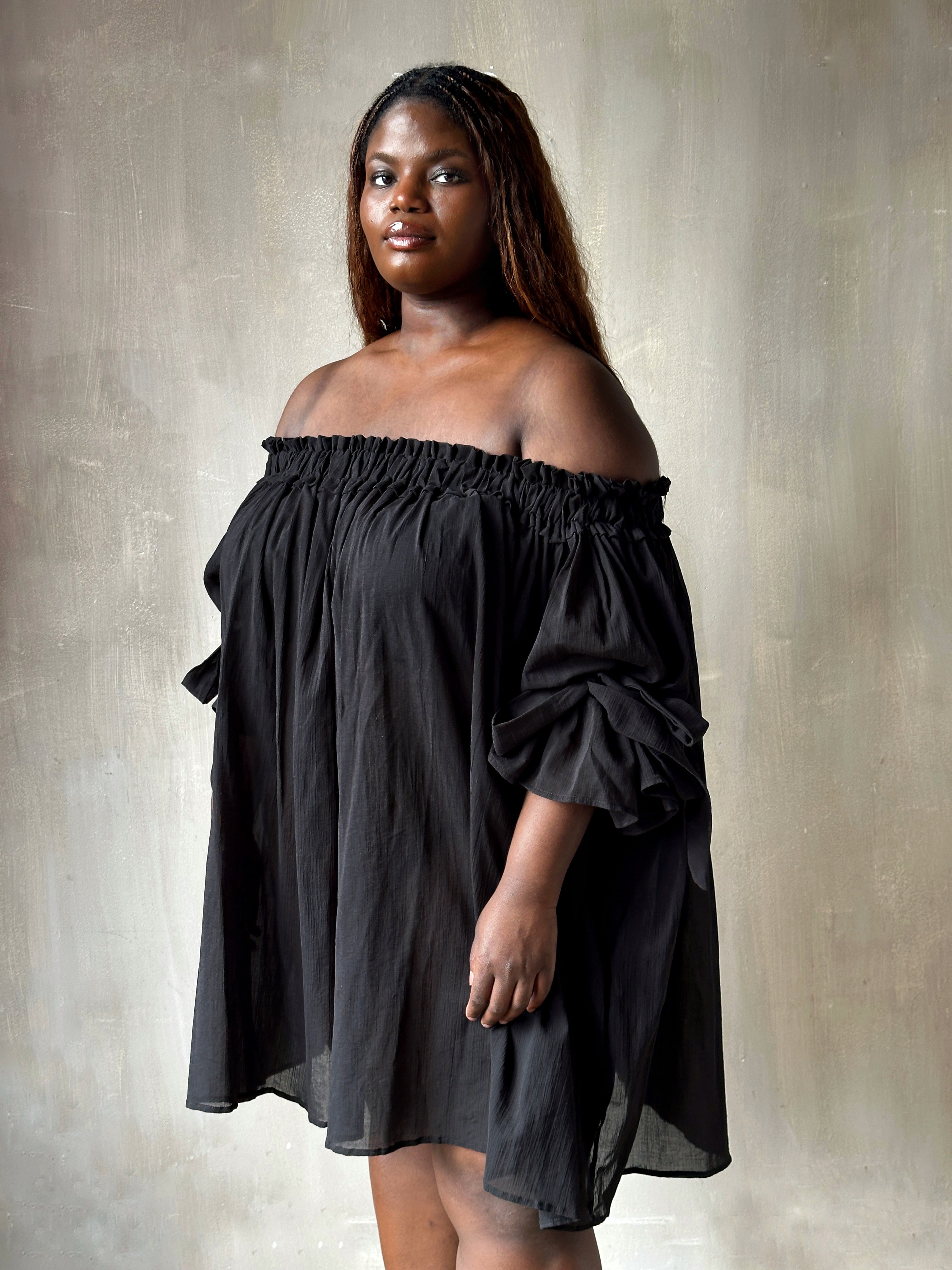 Spring '26: Paperbag Tunic in Black Cotton Voile (Pre-Order)