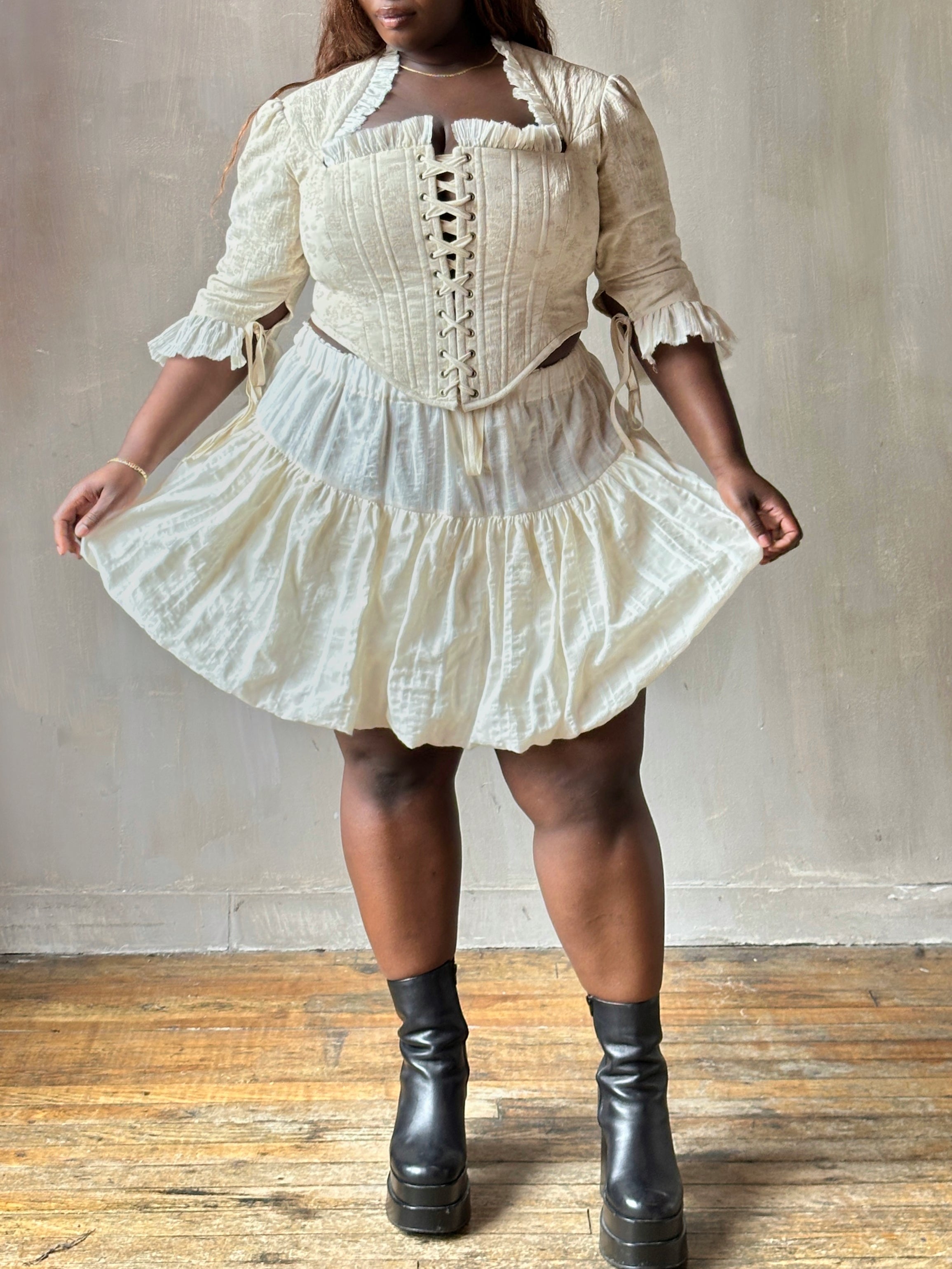 Spring '26: Bubble Skort in Ivory Jacquard Stripe (Pre-Order)