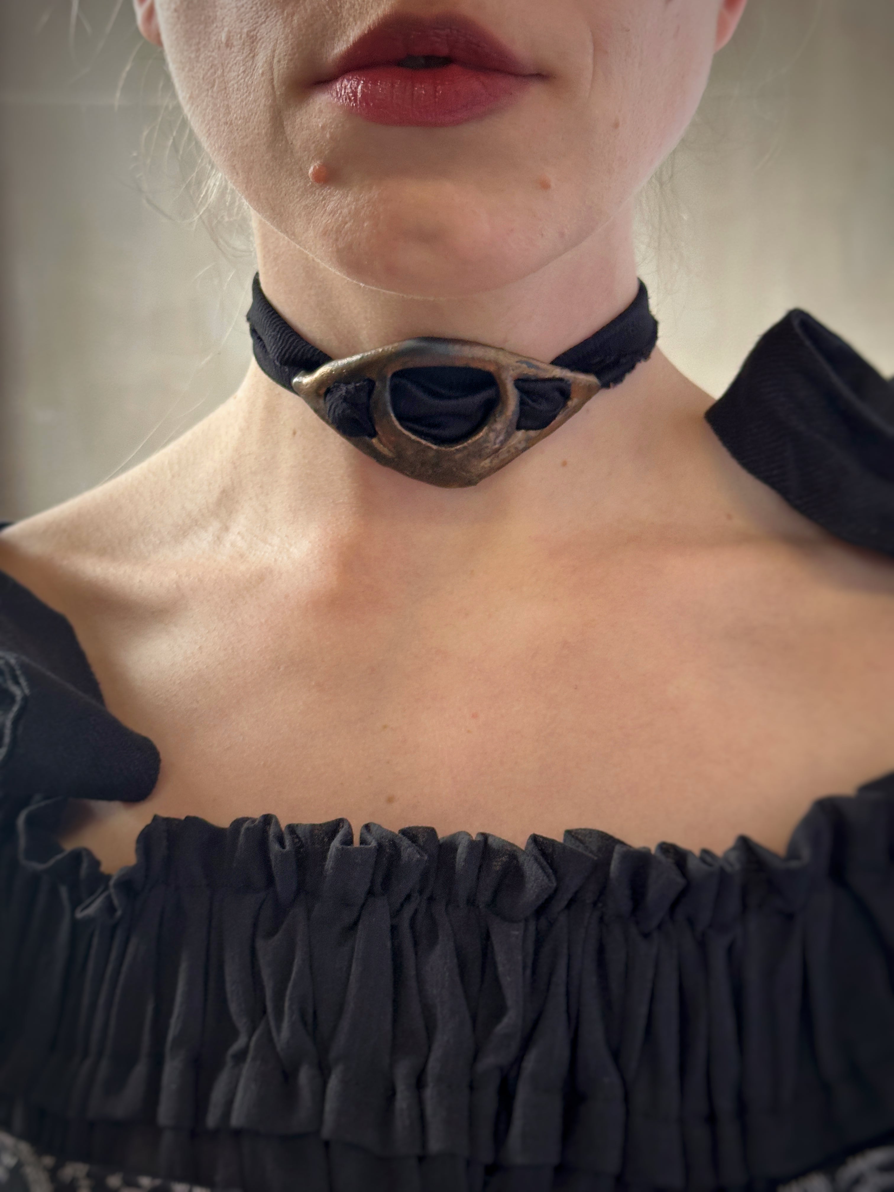 Spring '26: Ceramic "Lunar Eye" Buckle Choker in Antique Bronze (Pre-Order, Limited Edition)
