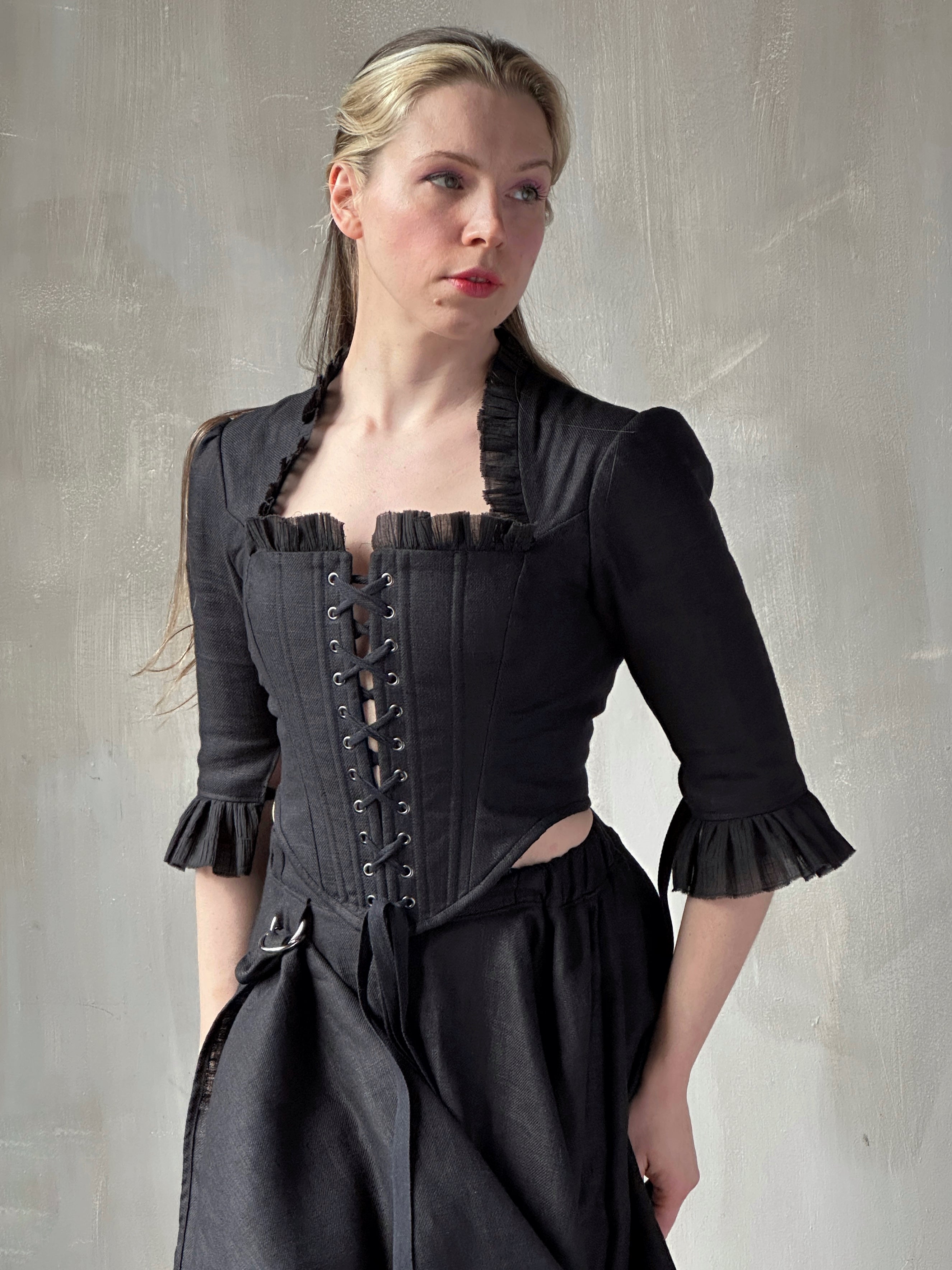 Spring '26: Pastorale Bodice in Black Linen (Pre-Order)