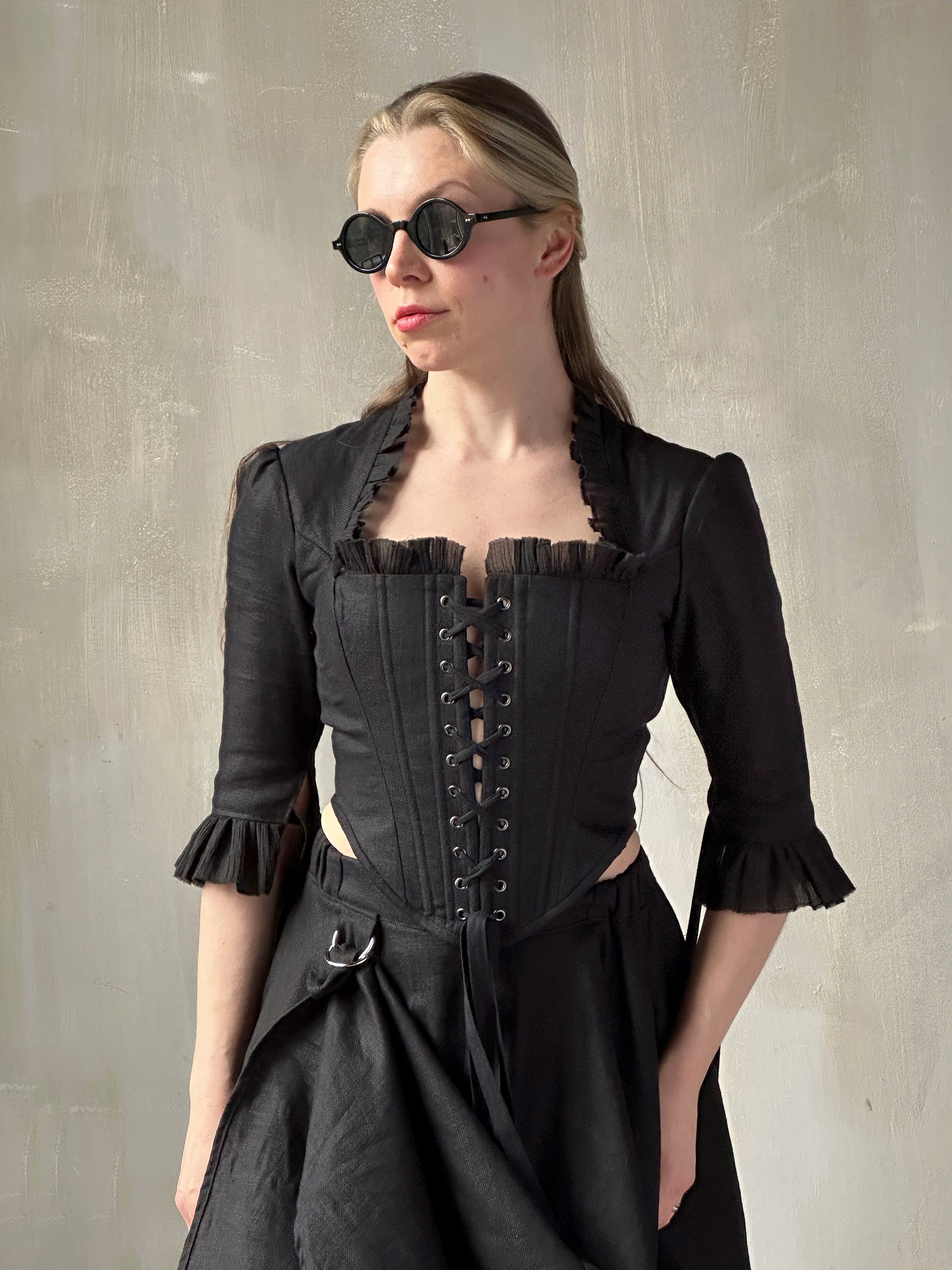Spring '26: Pastorale Bodice in Black Linen (Pre-Order)