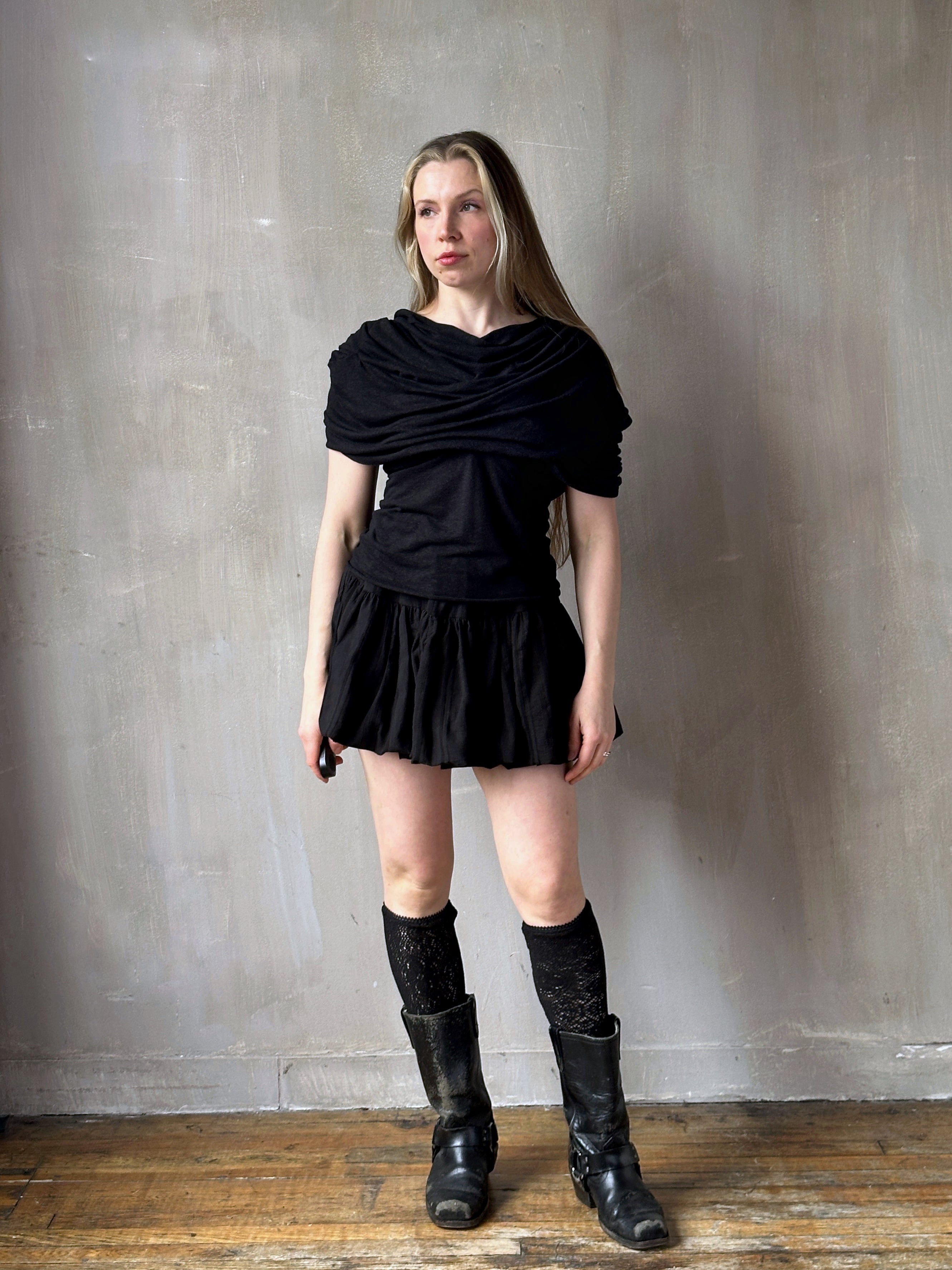 Spring '26: Mythic Cowl in Black Linen Jersey (Pre-Order)