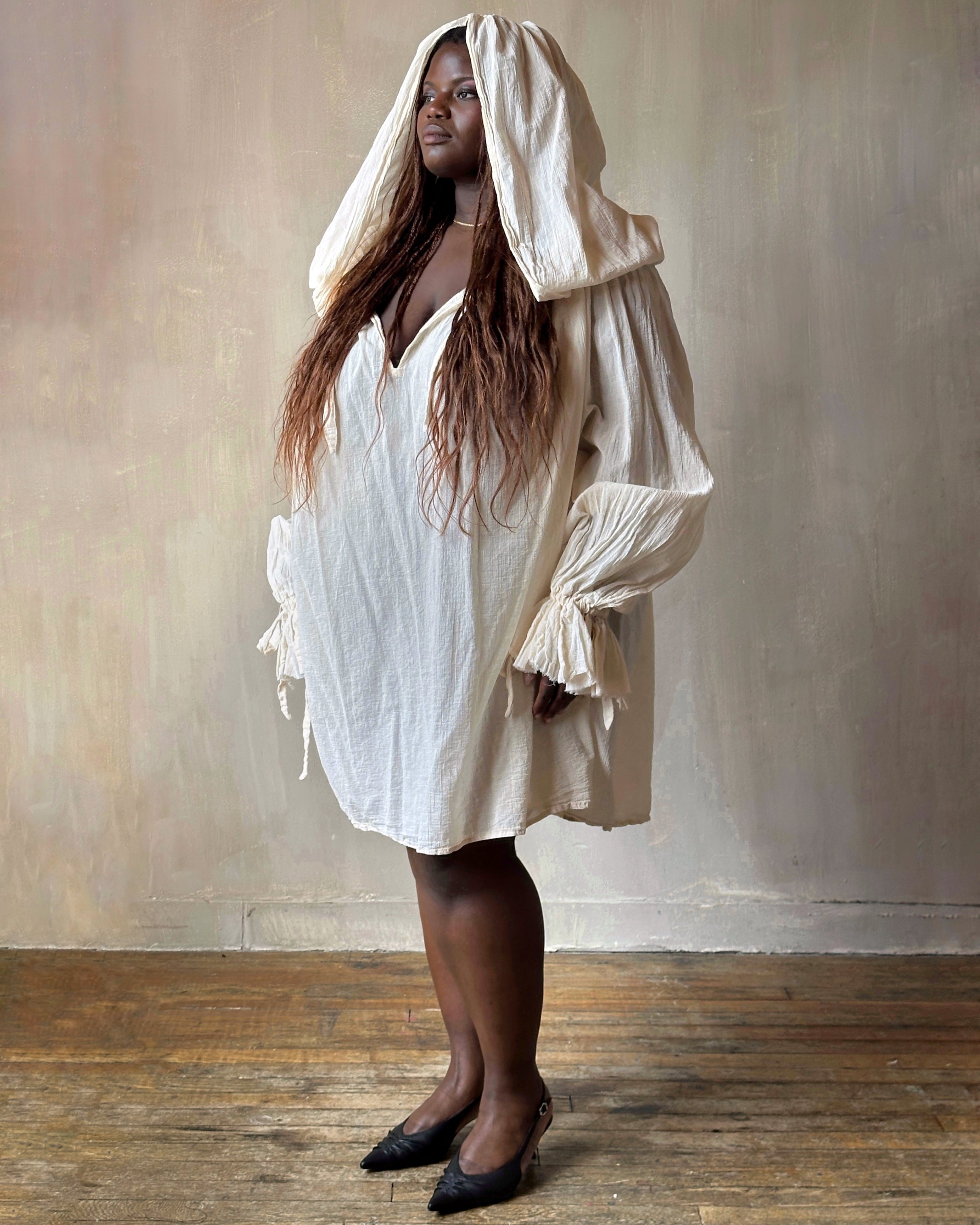Spring '25: Hooded Alchemist Chemise in Parchment Cotton Gauze (Pre-Order)