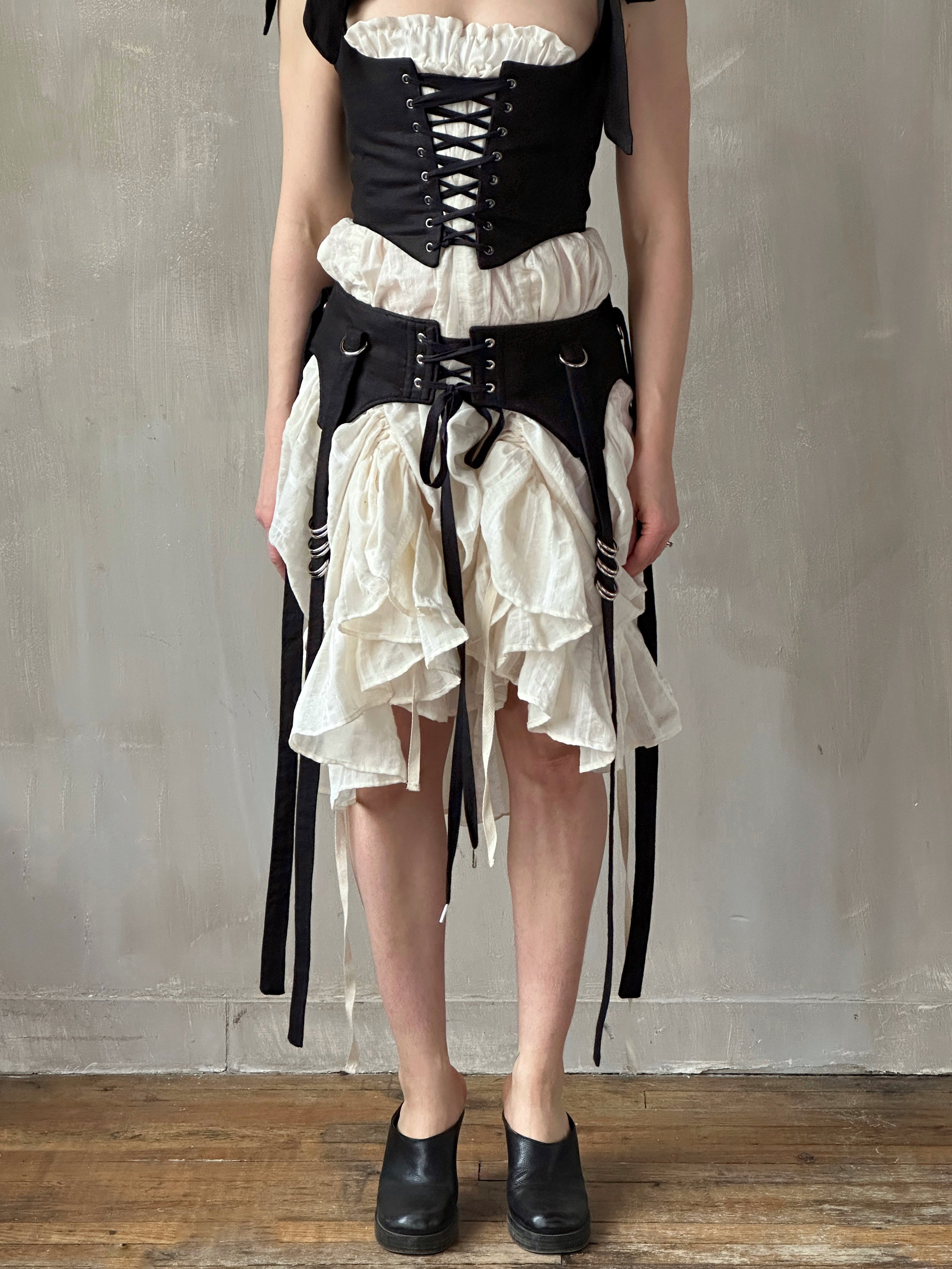 Spring '26: Four-Way Skirt Garter in Black Linen (Pre-Order)