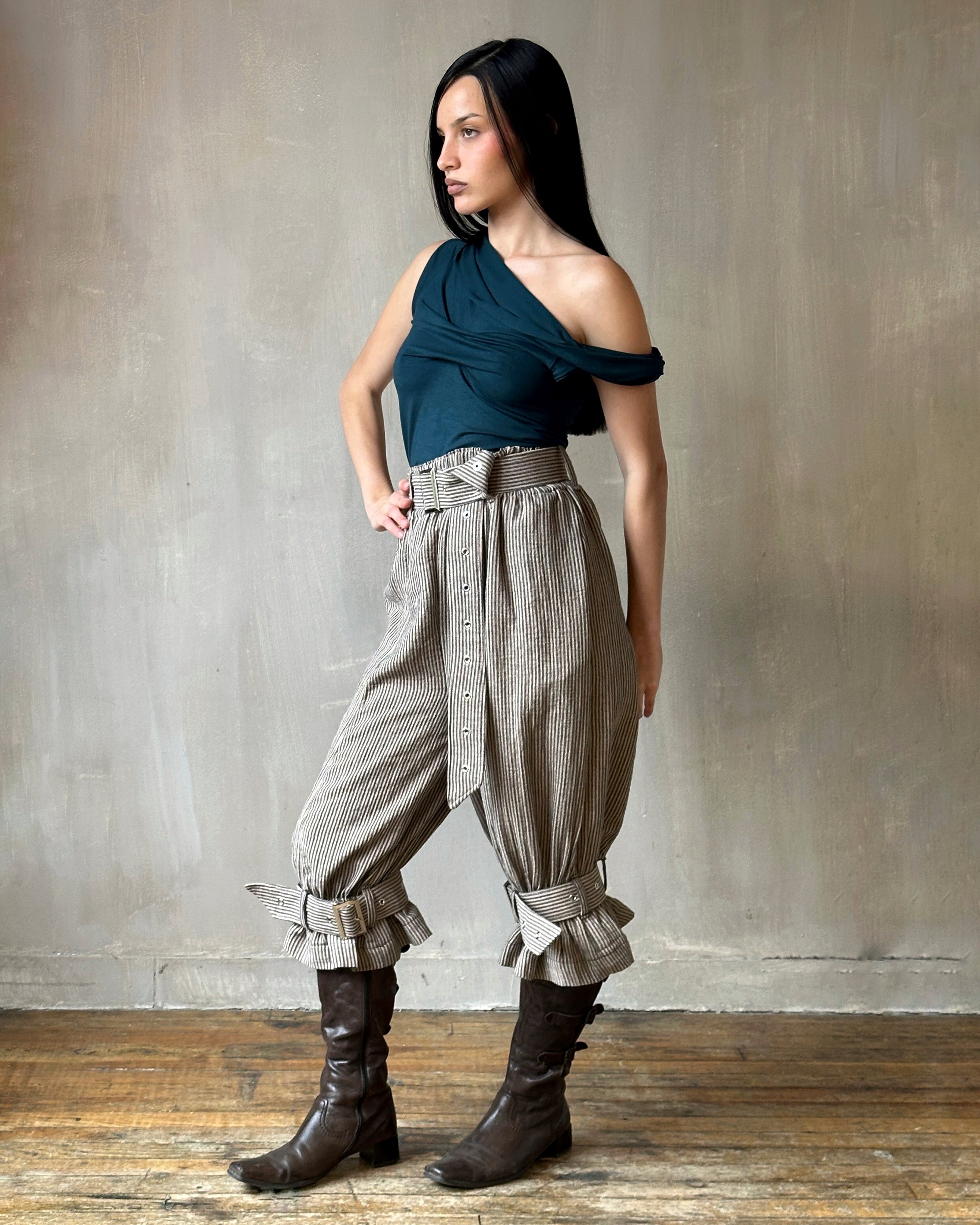 Spring '25: "pirate bloomers" with Belt and Leg Straps in Pirate Stripe Cotton (Pre-Order)
