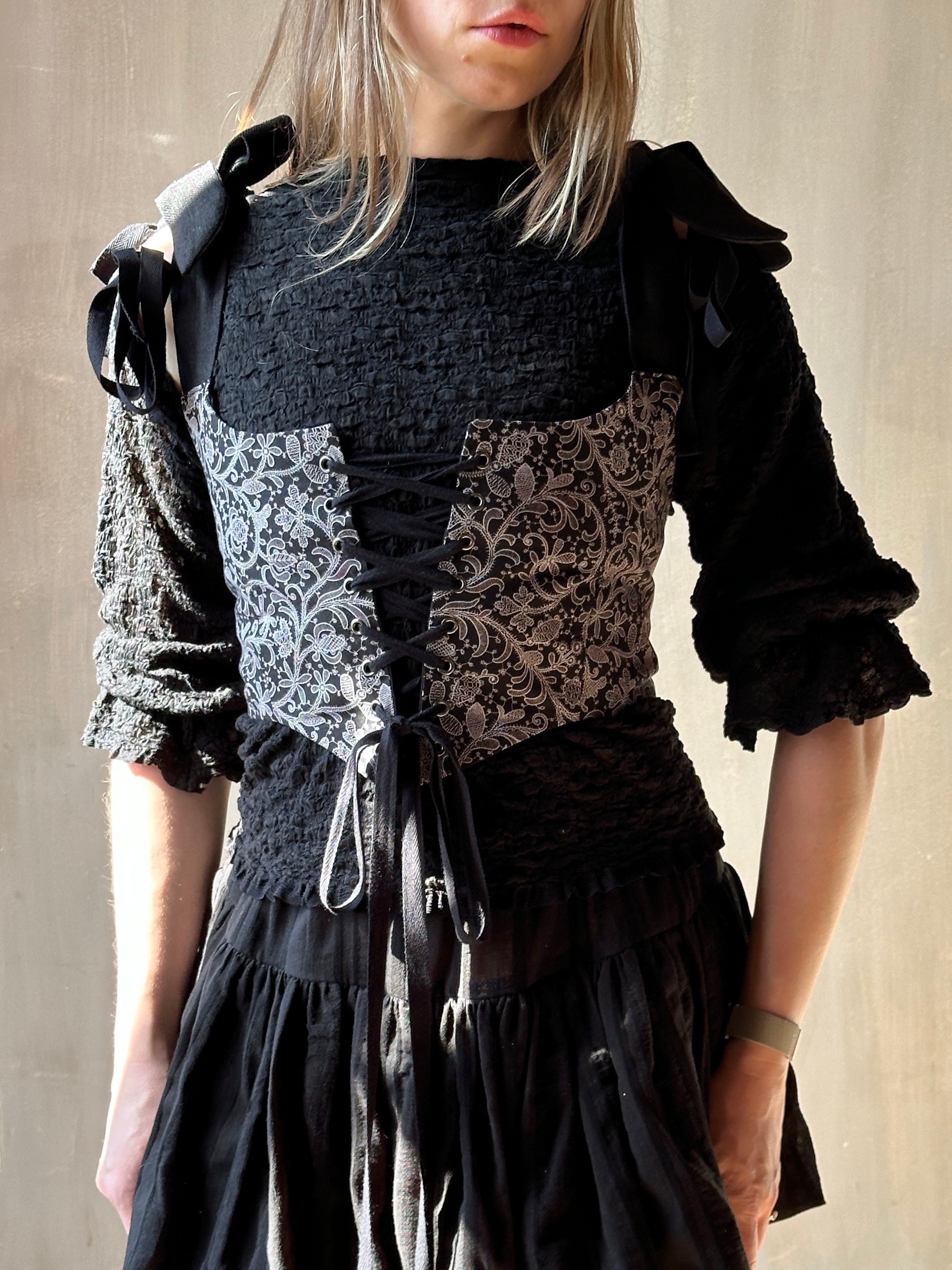 Spring '26: Corset Vest in "Tattoo Lace" Cotton (In Stock)