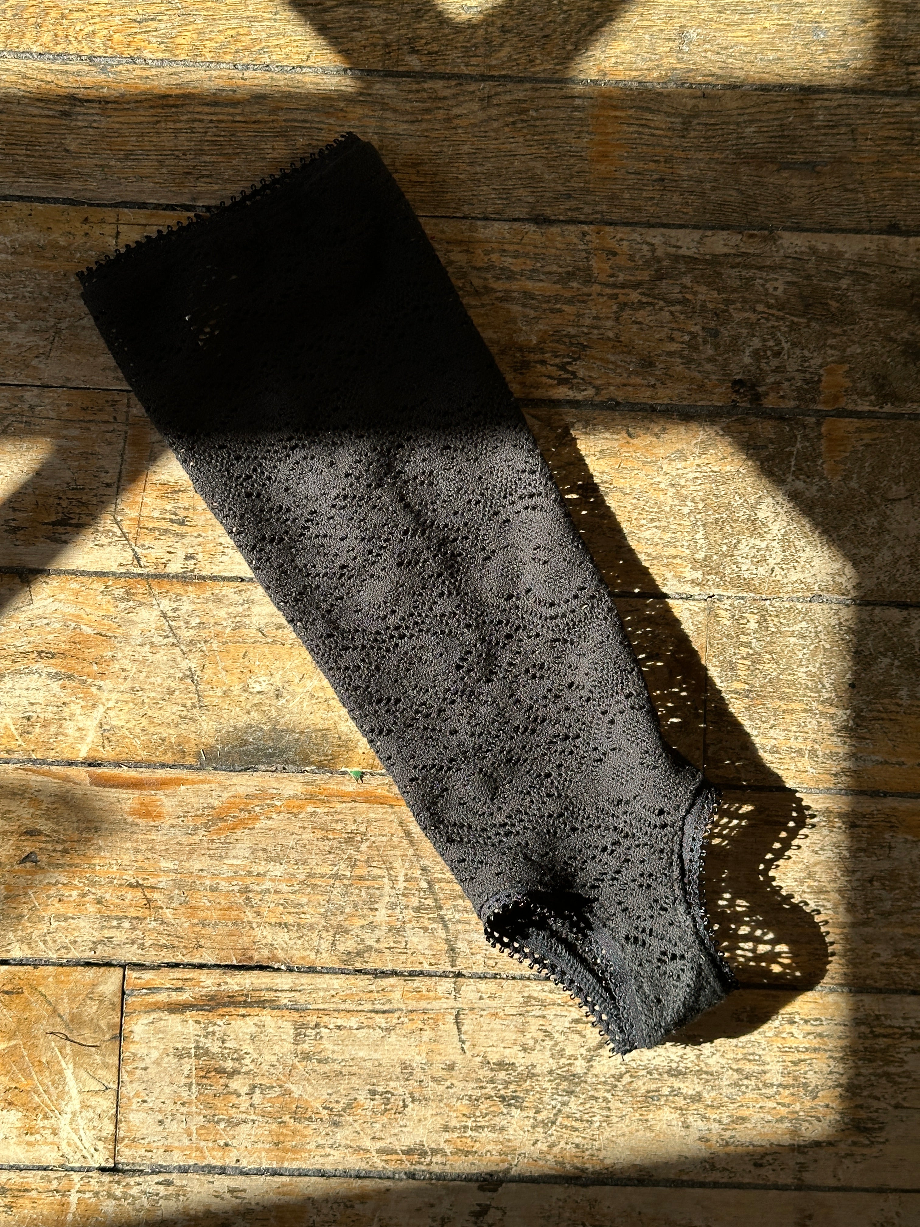 Spring '26: Knee-High Stirrup Socks in Black Cotton Lace (Pre-Order)