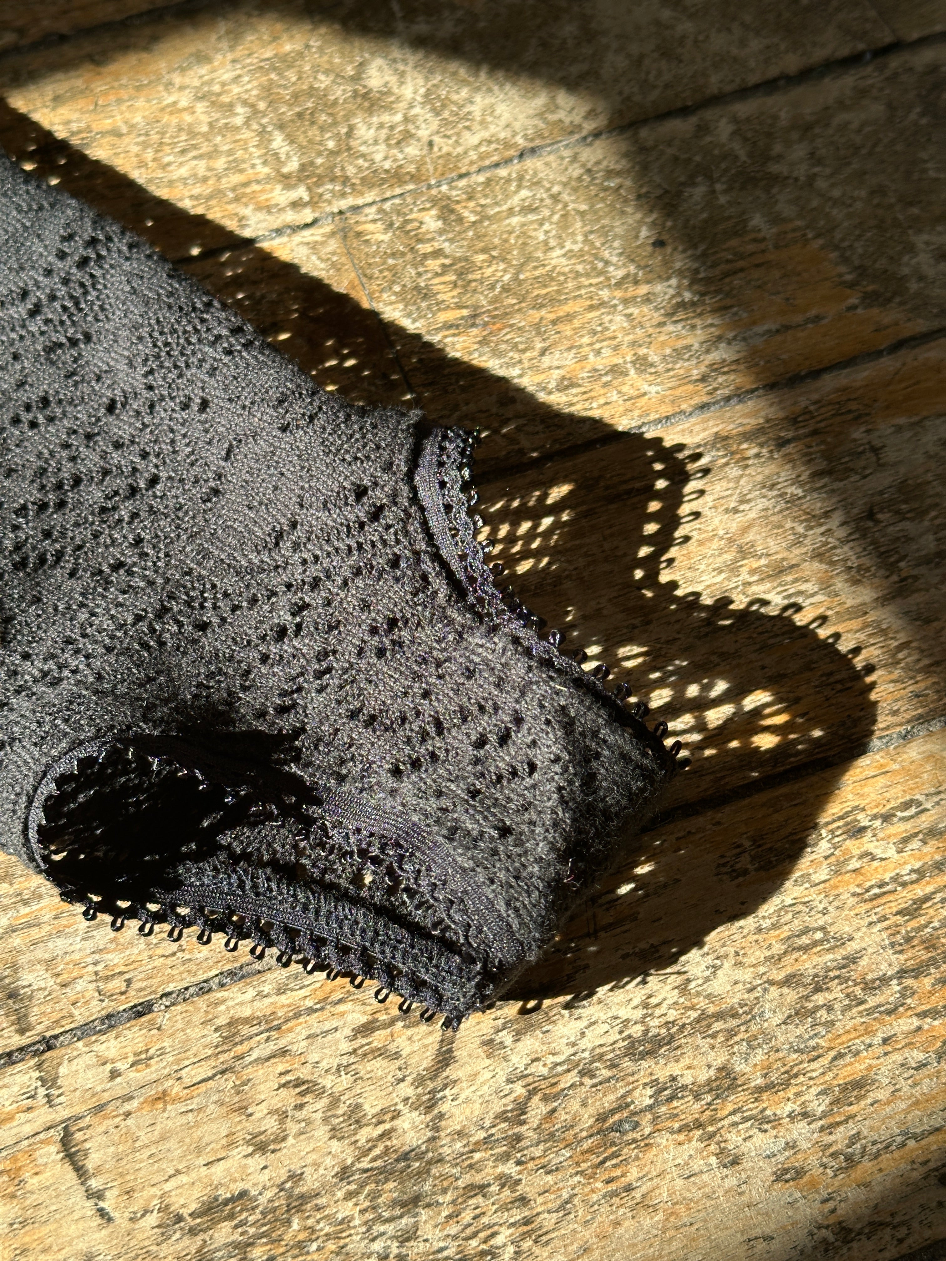 Spring '26: Knee-High Stirrup Socks in Black Cotton Lace (Pre-Order)