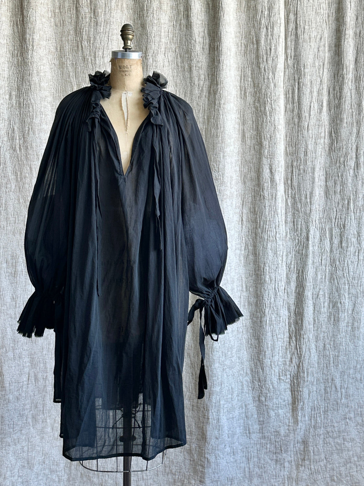 Maxi Alchemist Chemise in Black Cotton Gauze (Pre-Order)