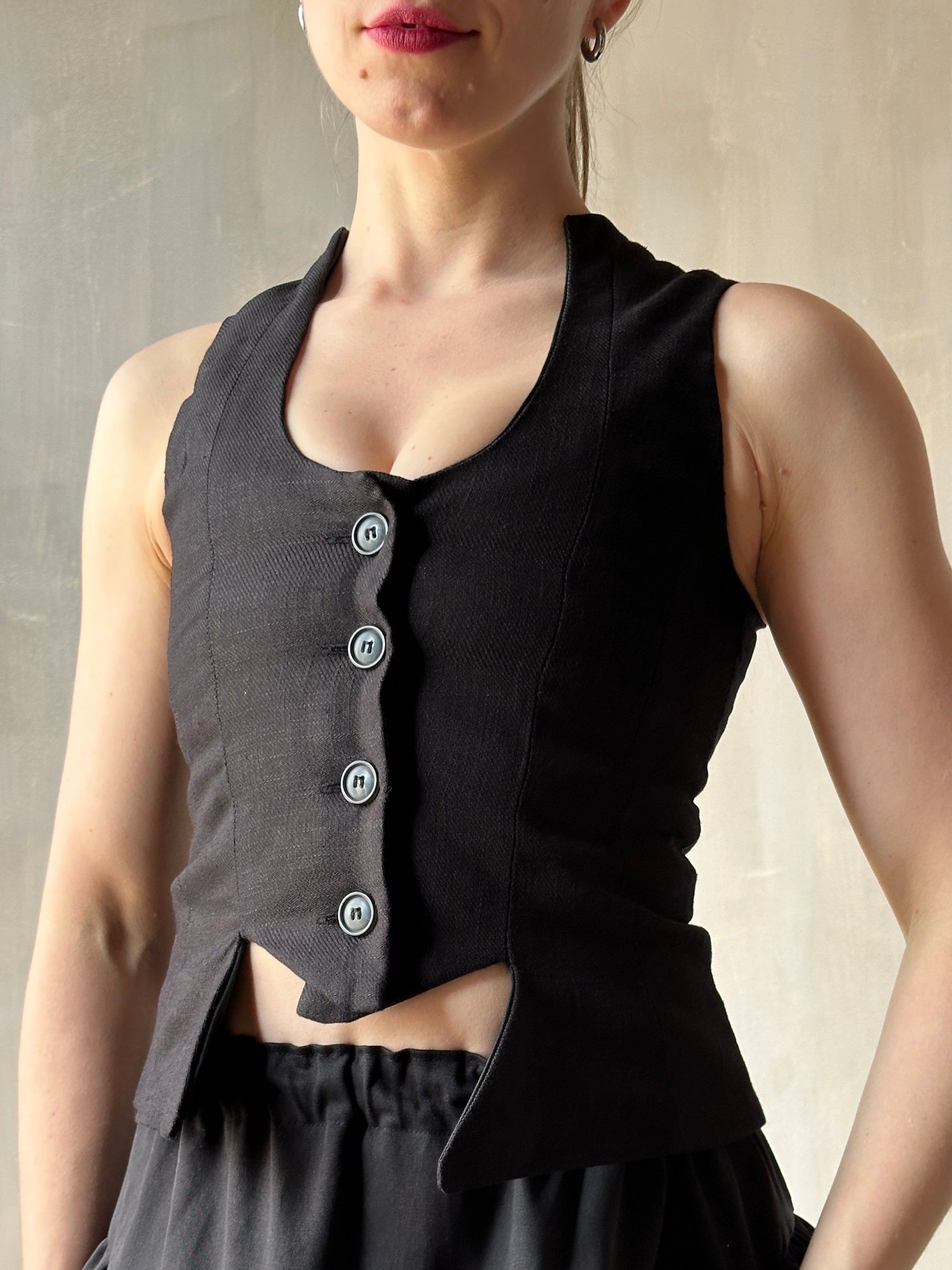 Spring '25: Cutaway Vest in Ramie Twill( Pre-Order)