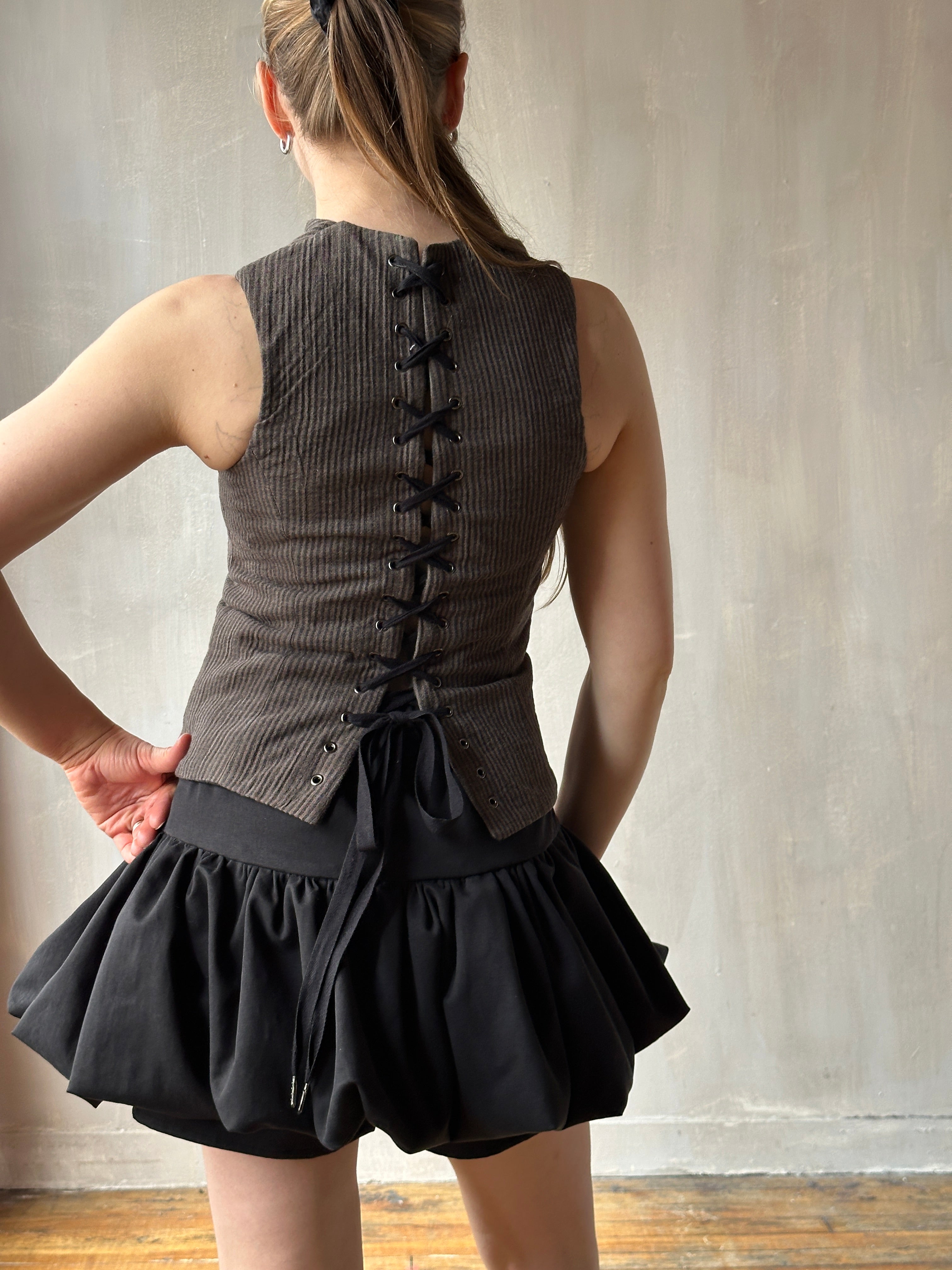 Spring '25: Cutaway Vest in Dark Stripe (Pre-Order)