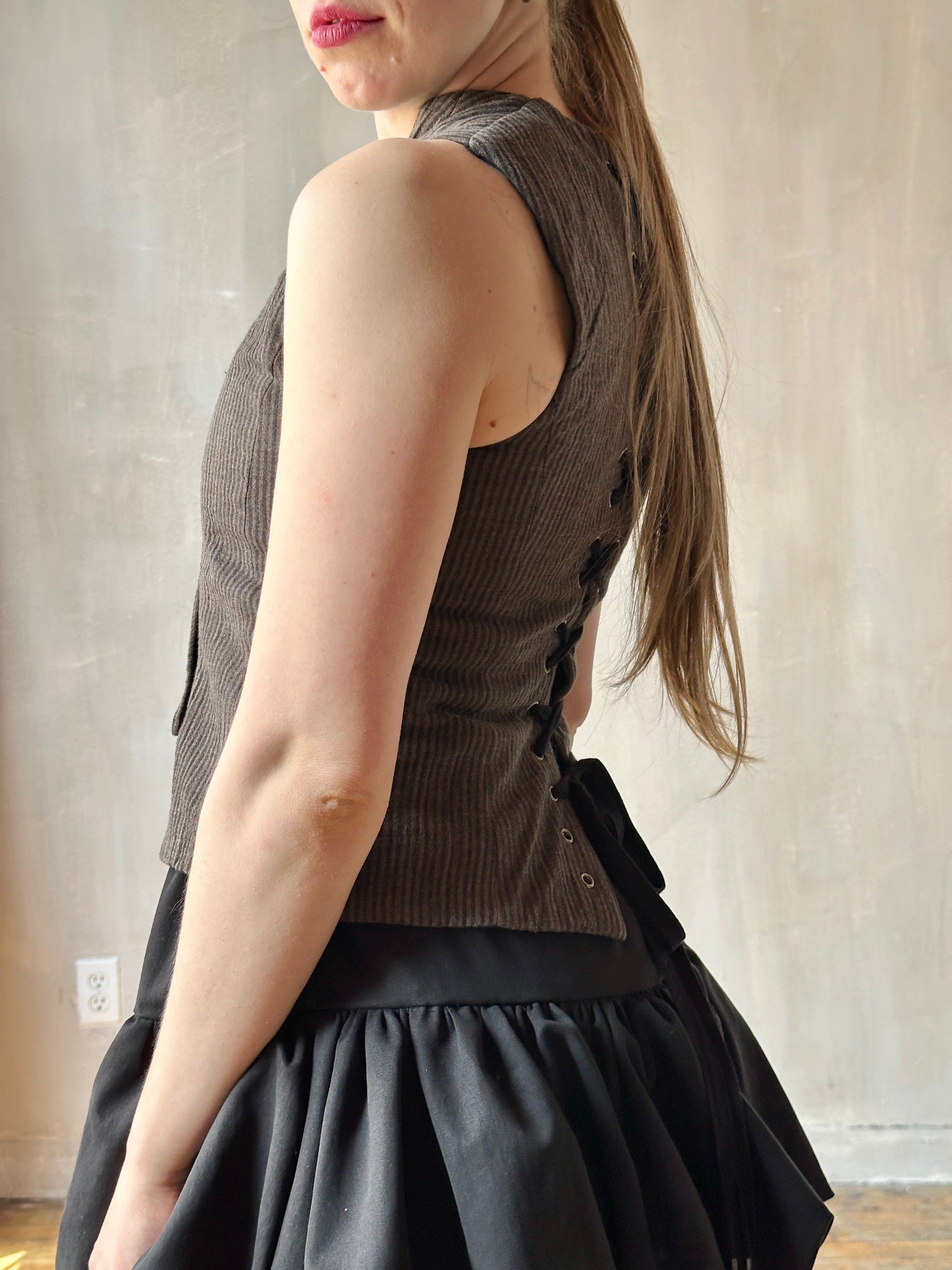 Spring '25: Cutaway Vest in Dark Stripe (Pre-Order)