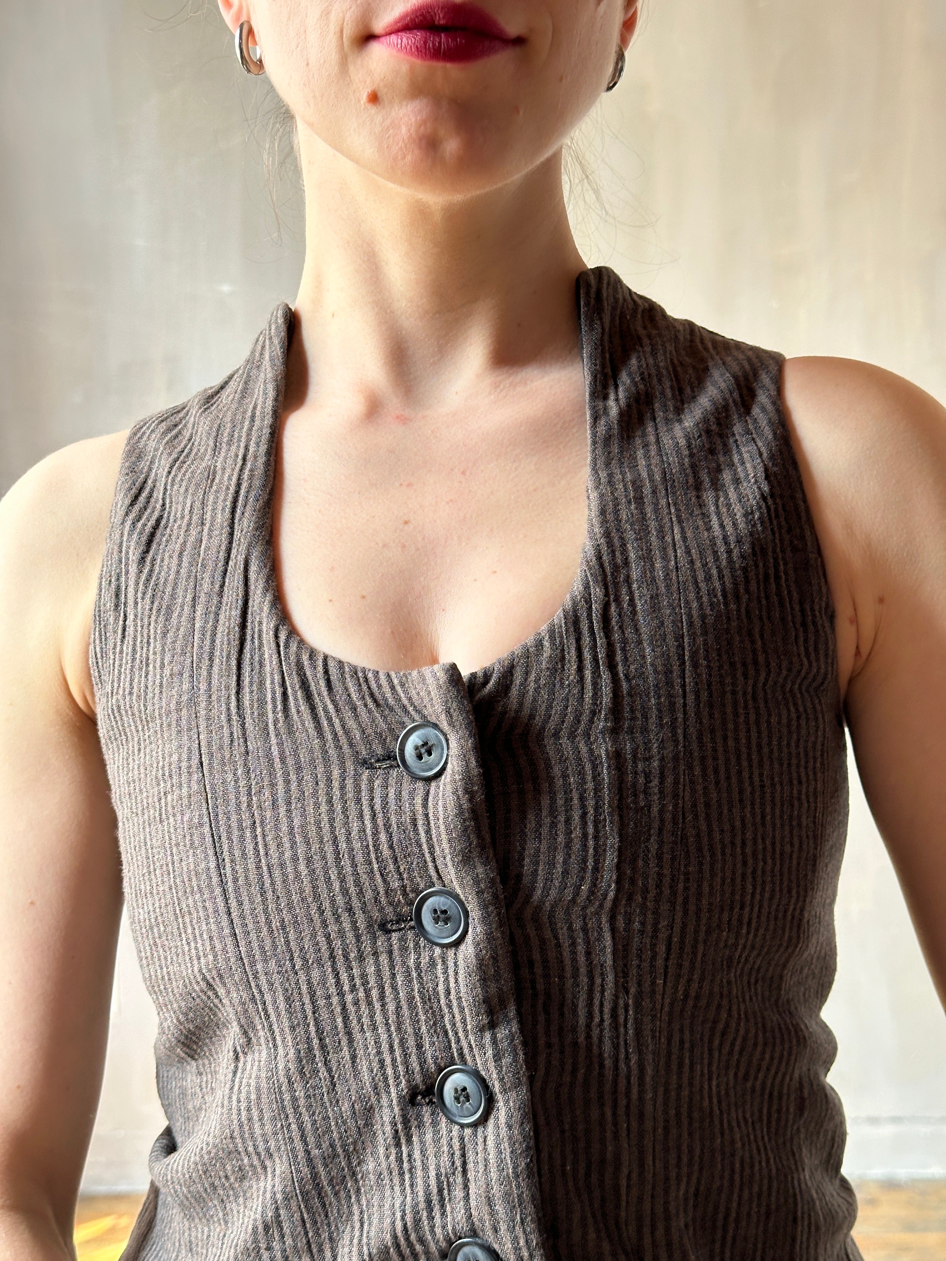 Spring '25: Cutaway Vest in Dark Stripe (Pre-Order)