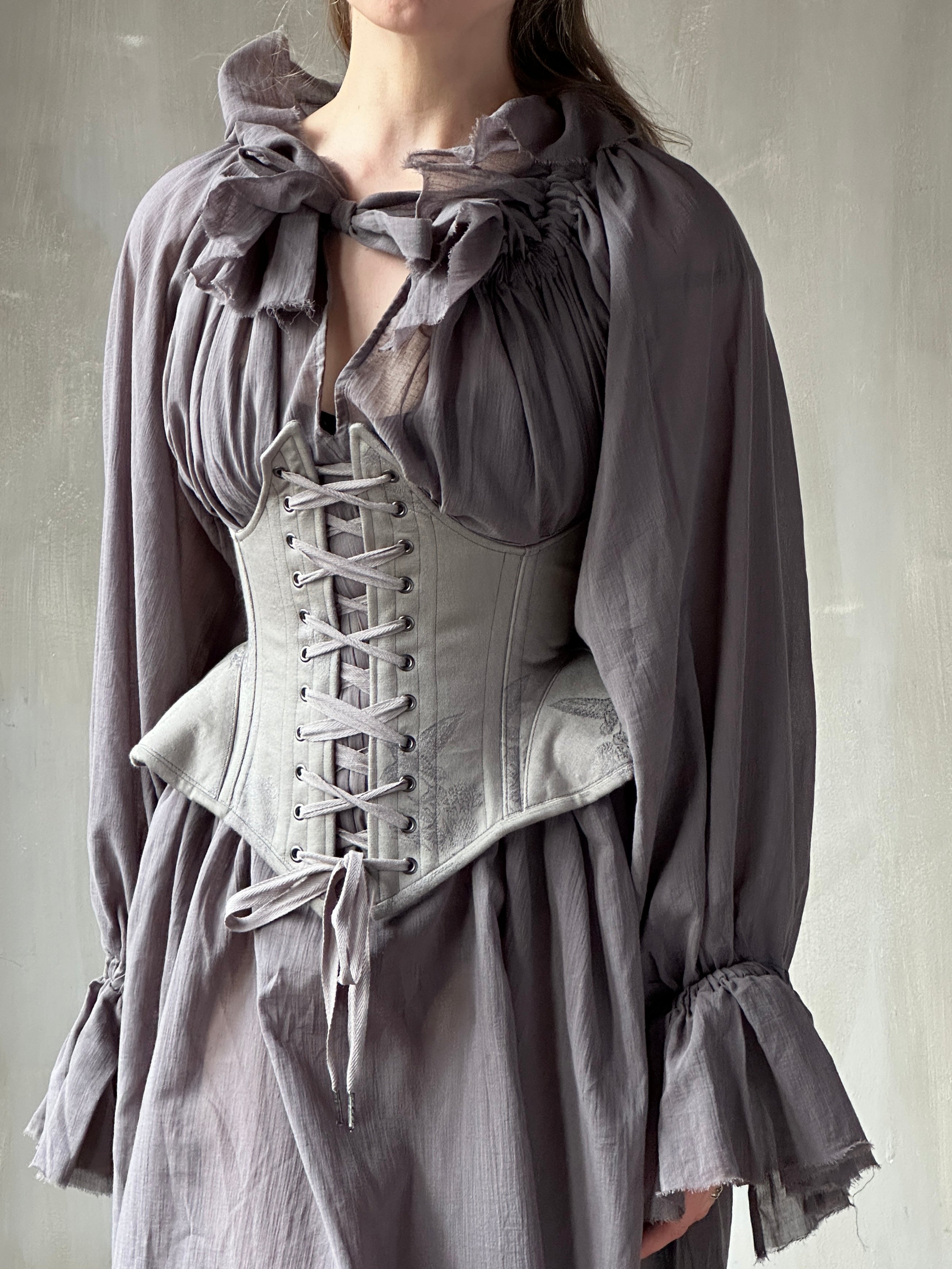 Underbust Pannier Corset in Lilac Cranes (Limited Edition)