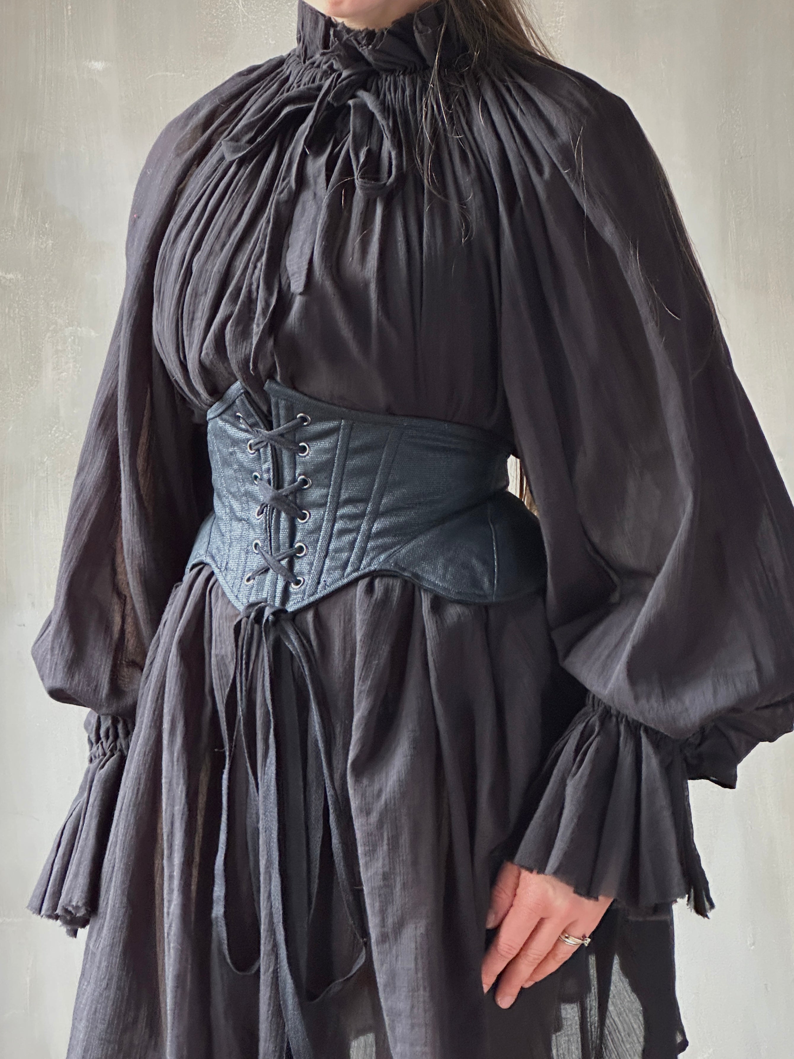 Severina Corset Belt in Black Waxed Canvas (Limited Edition)