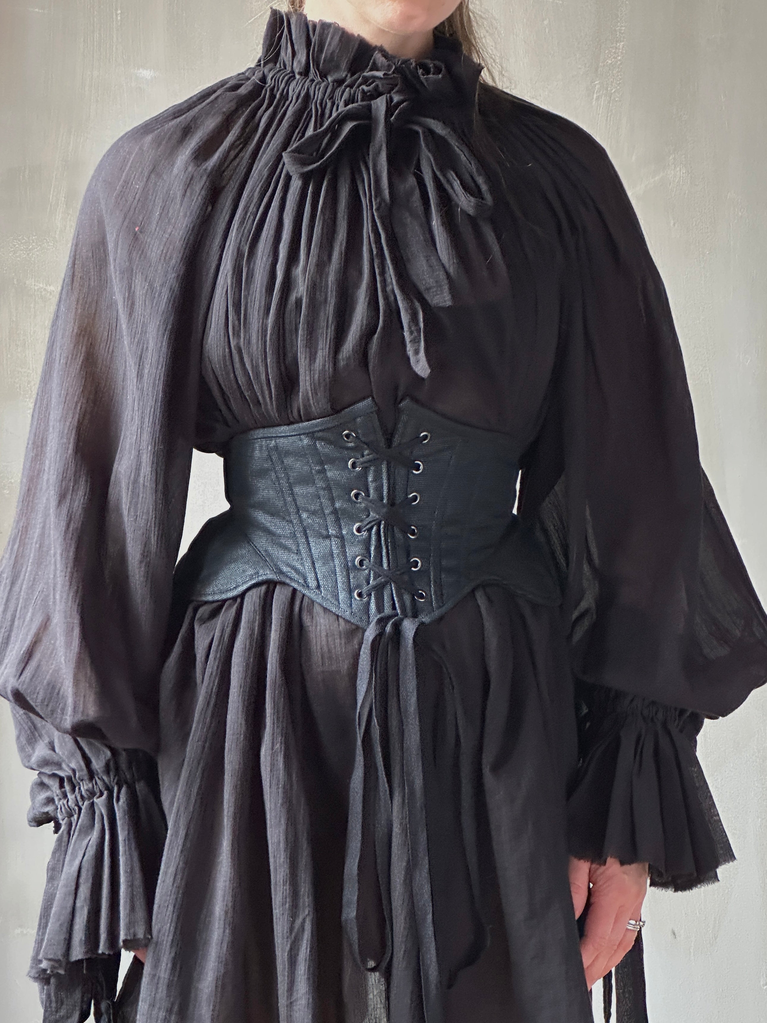 Severina Corset Belt in Black Waxed Canvas (Limited Edition)