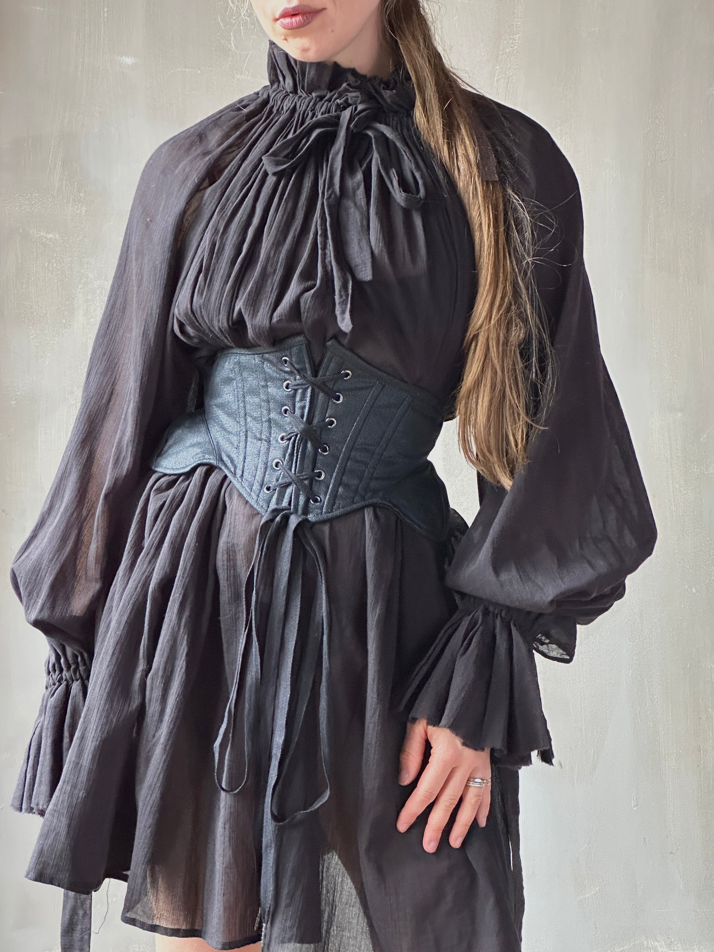 Severina Corset Belt in Black Waxed Canvas (Limited Edition)