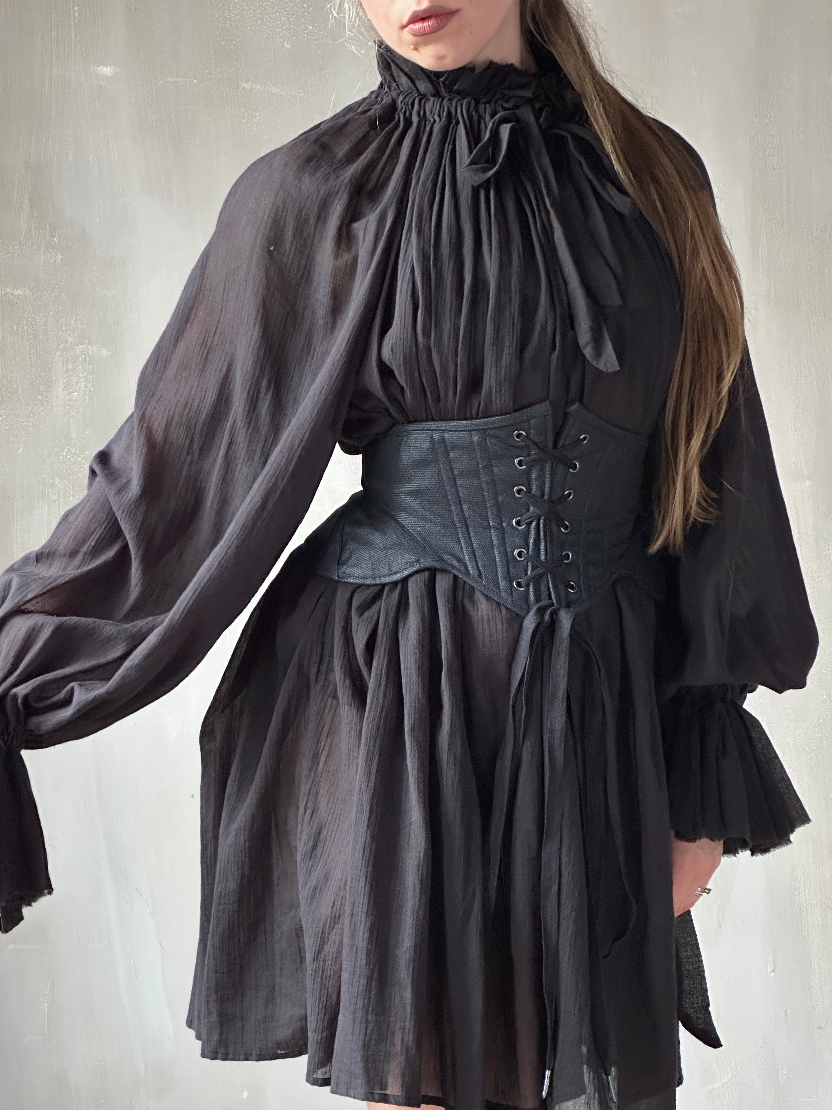 Severina Corset Belt in Black Waxed Canvas (Limited Edition)