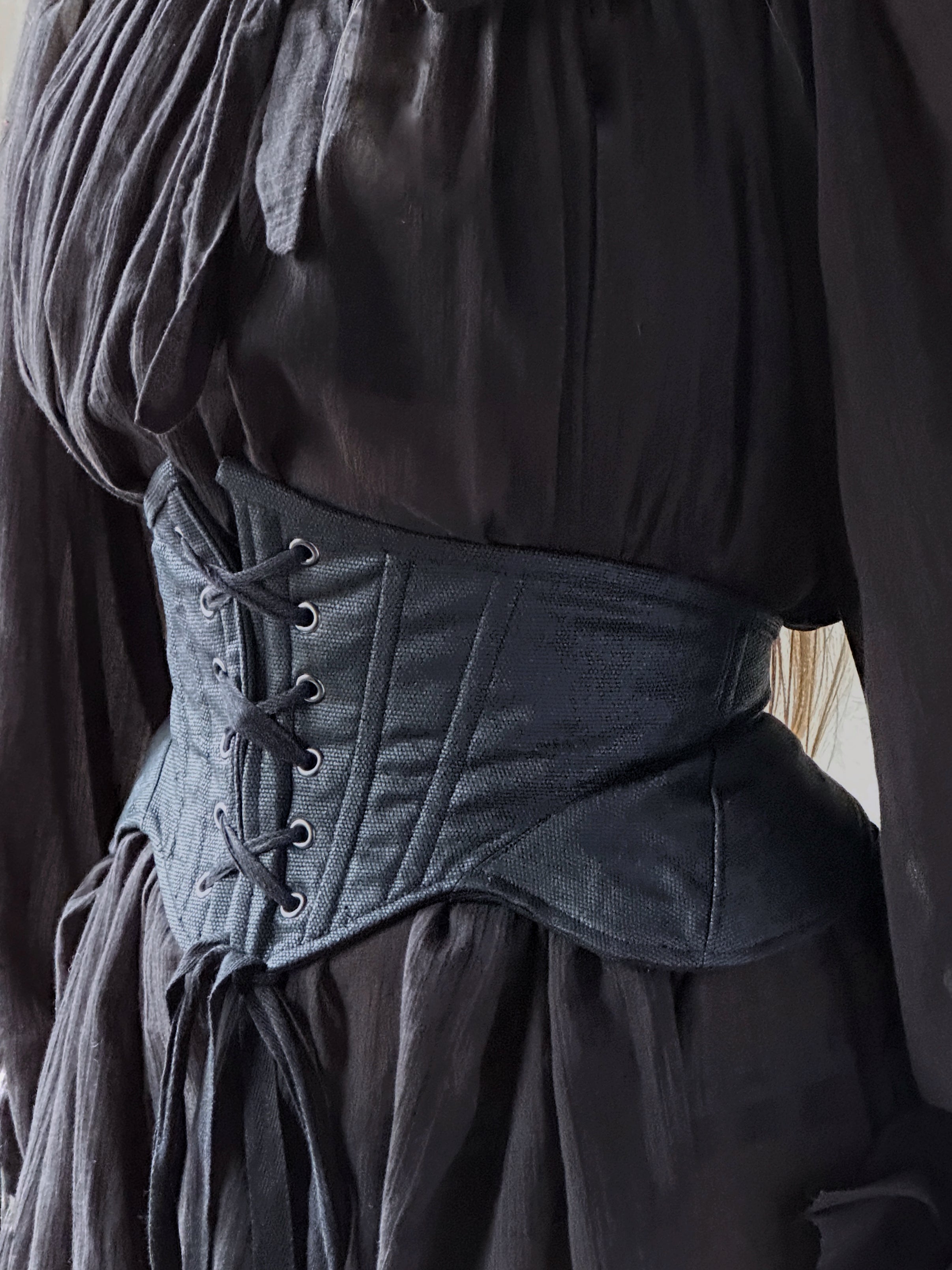 Severina Corset Belt in Black Waxed Canvas (Limited Edition)