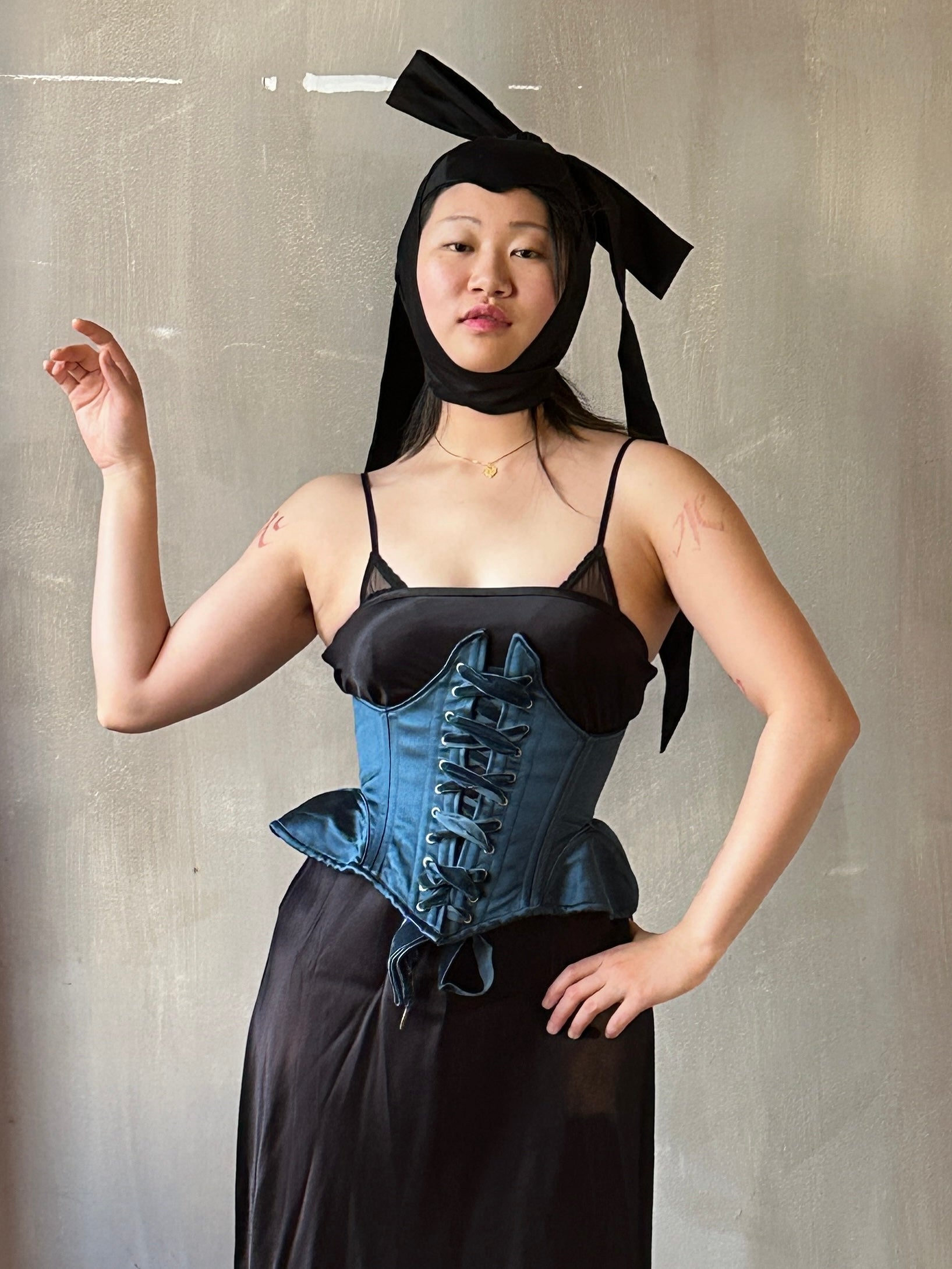 Sample Sale: Teal Silk Pannier Underbust (25-28" Waist)