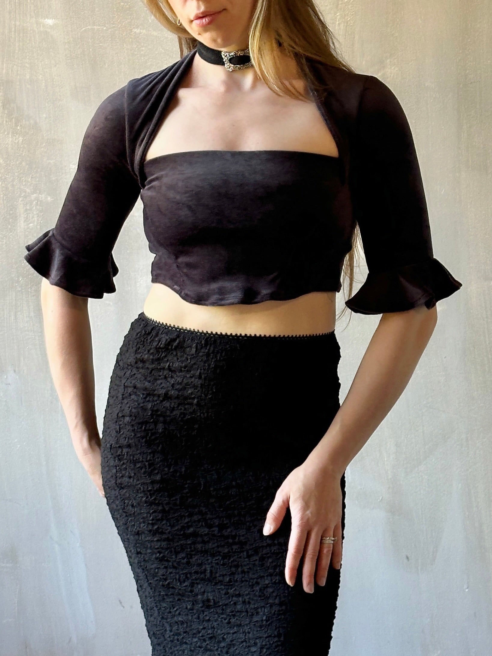 Sample Sale: Velvet Pastorale Top w/Half Sleeve (Size I)