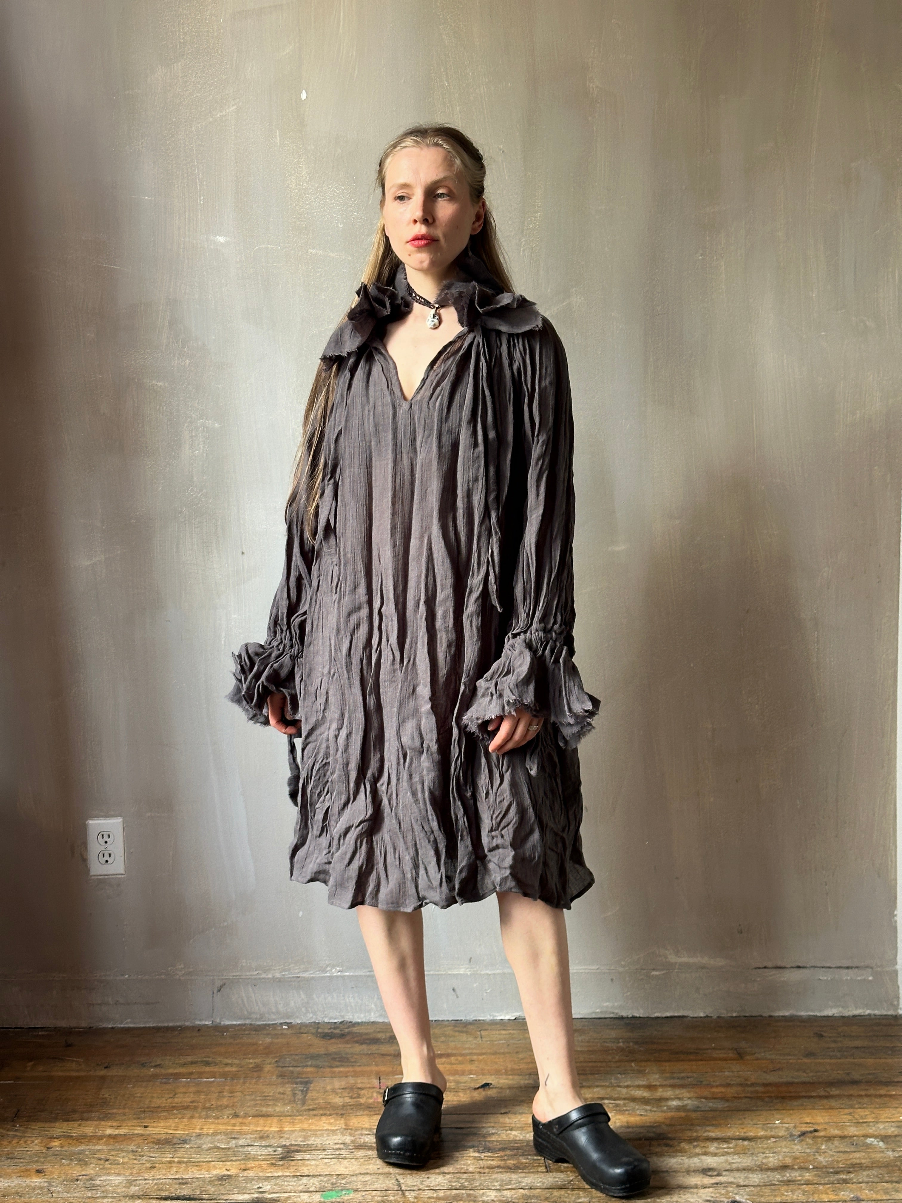 Maxi Alchemist Chemise in Charcoal Linen