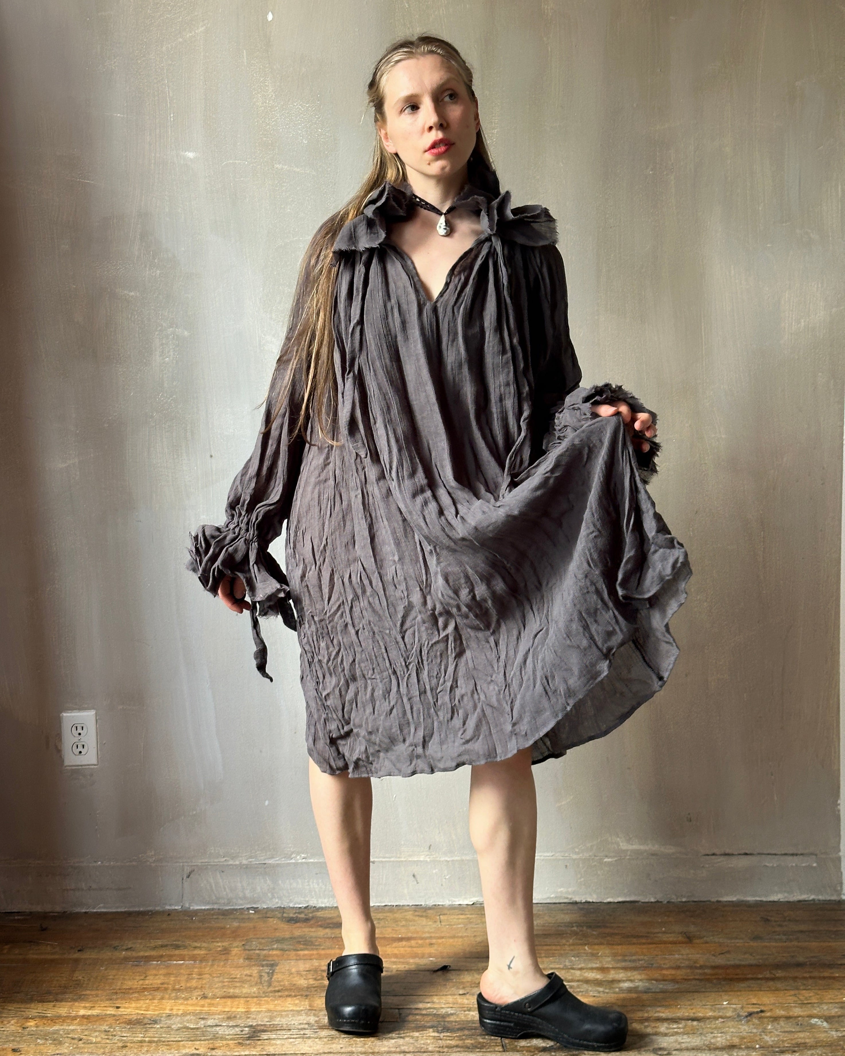 Maxi Alchemist Chemise in Charcoal Linen