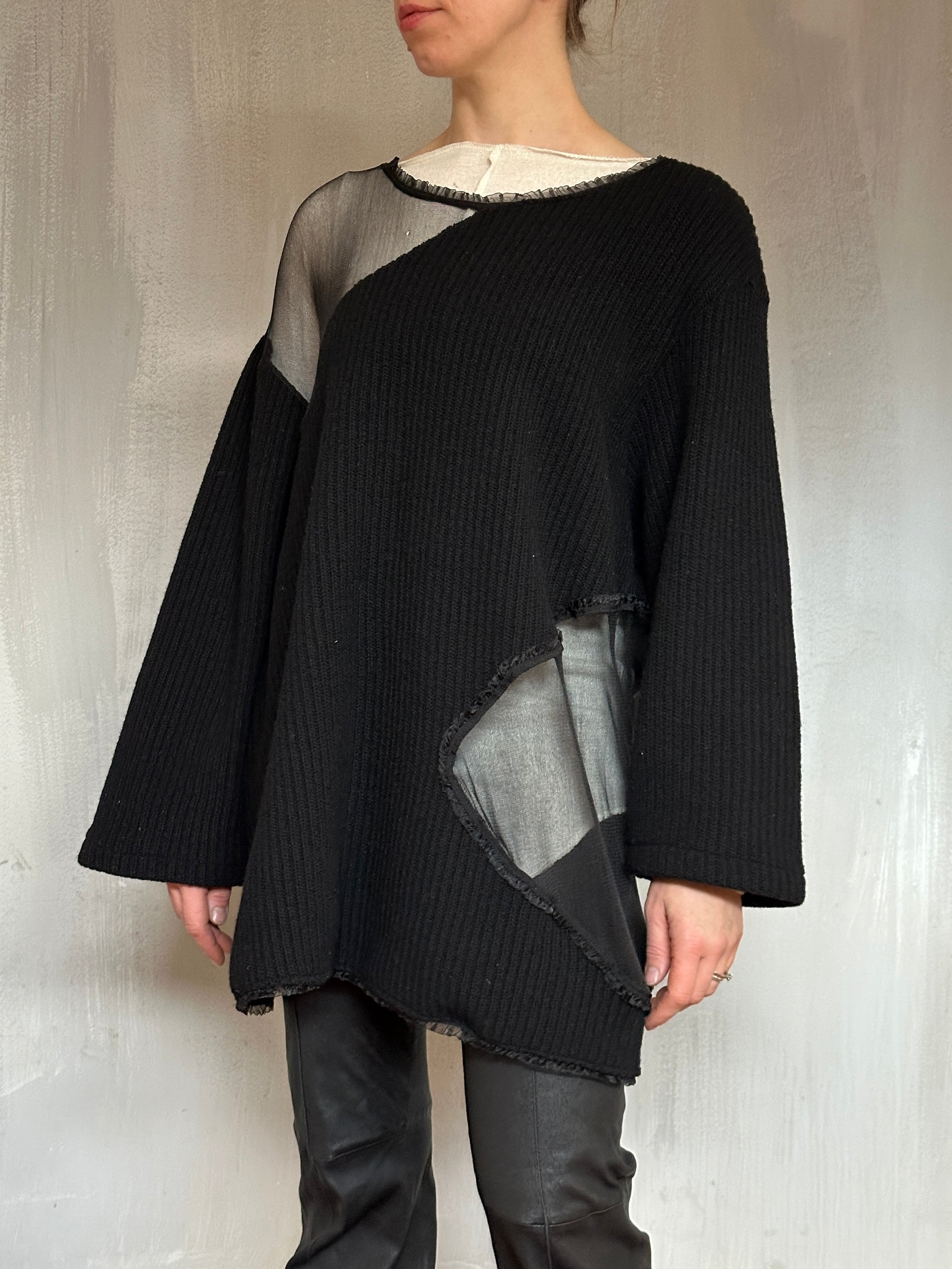 Sample Sale: Silk Mesh and Wool Knit Sweater (One Size)