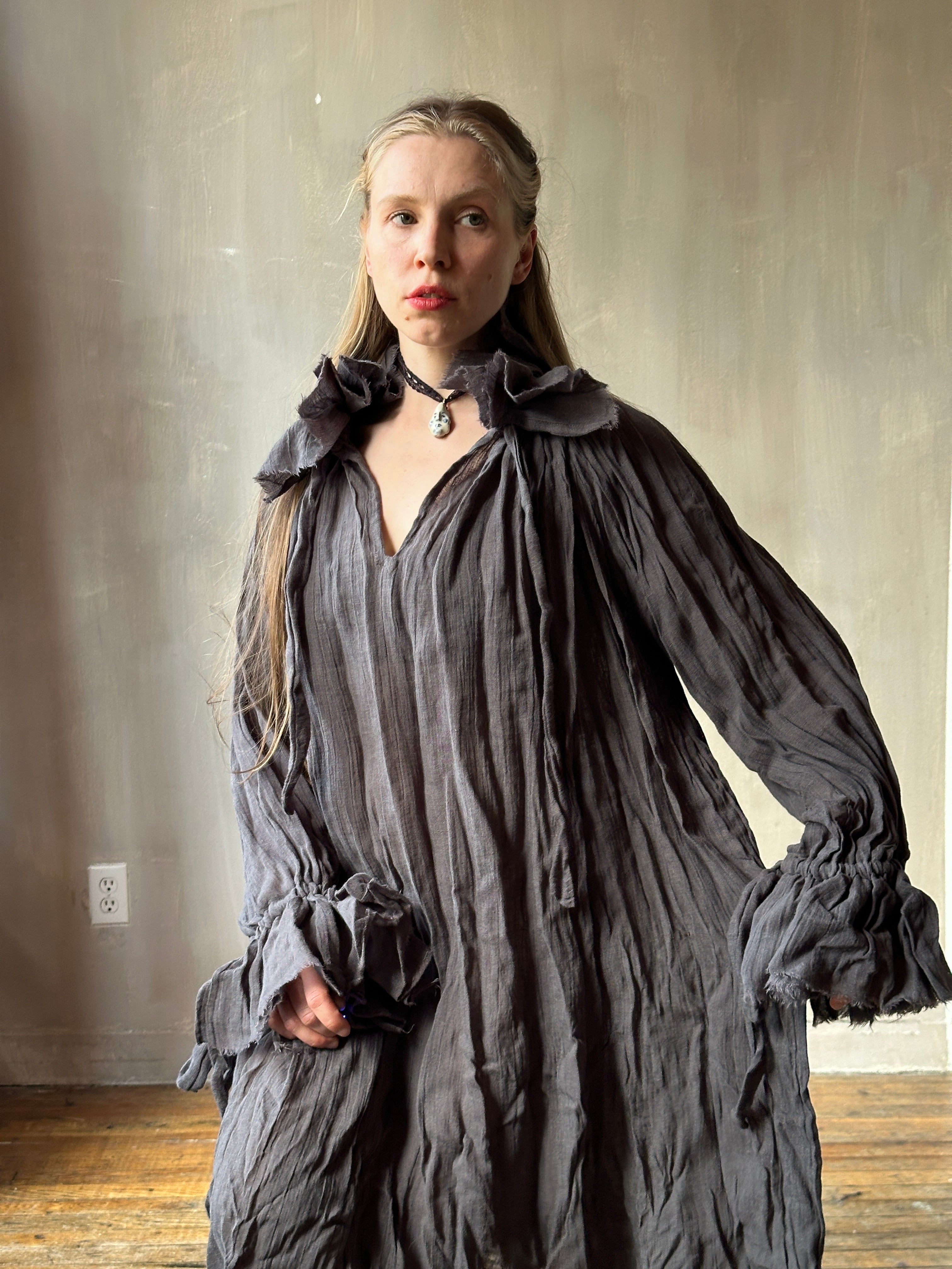 Maxi Alchemist Chemise in Charcoal Linen