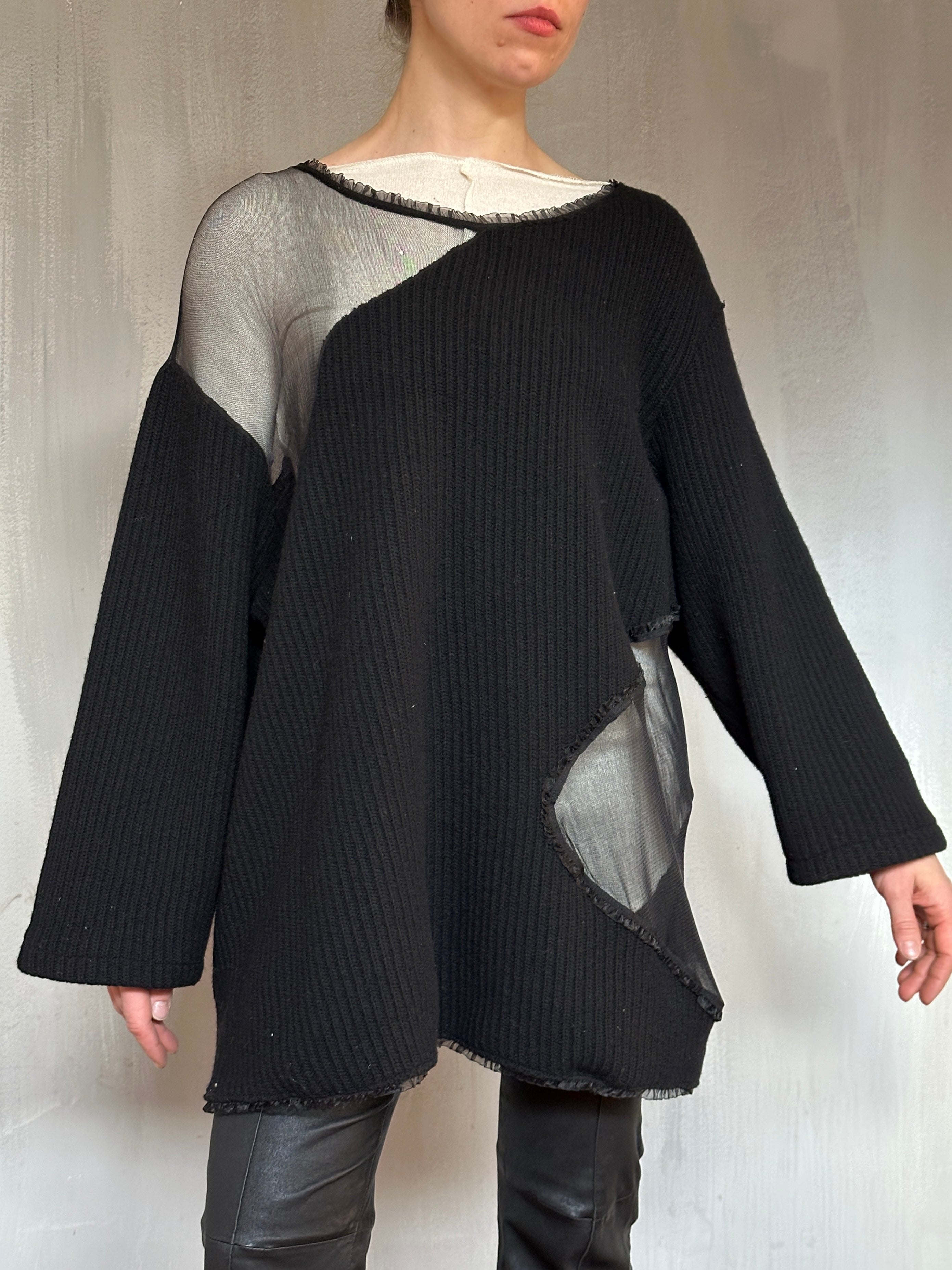 Sample Sale: Silk Mesh and Wool Knit Sweater (One Size)