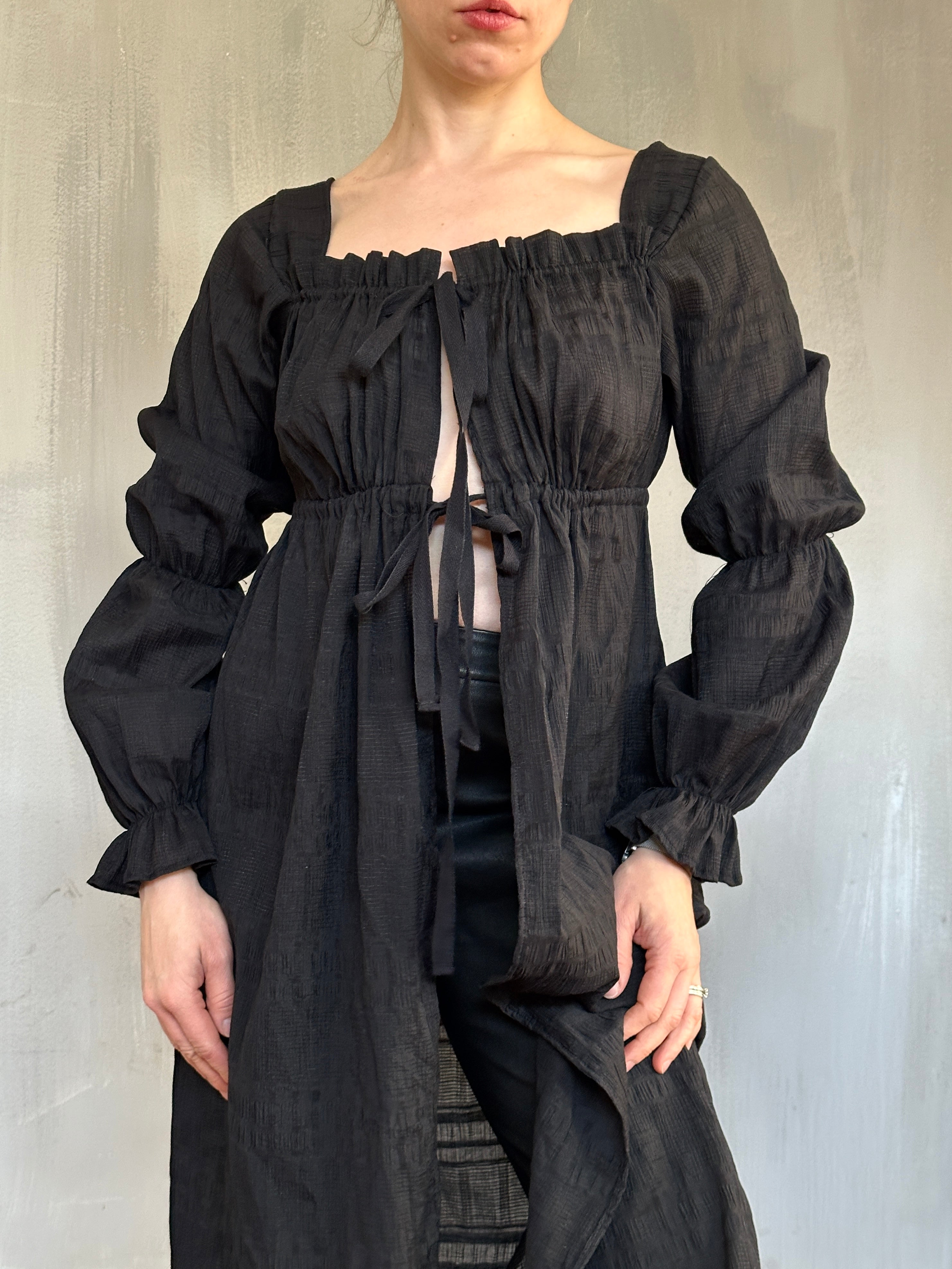 Sample Sale: Chemise de la Reine Duster in Black with Long Sleeves (Size I& VI)