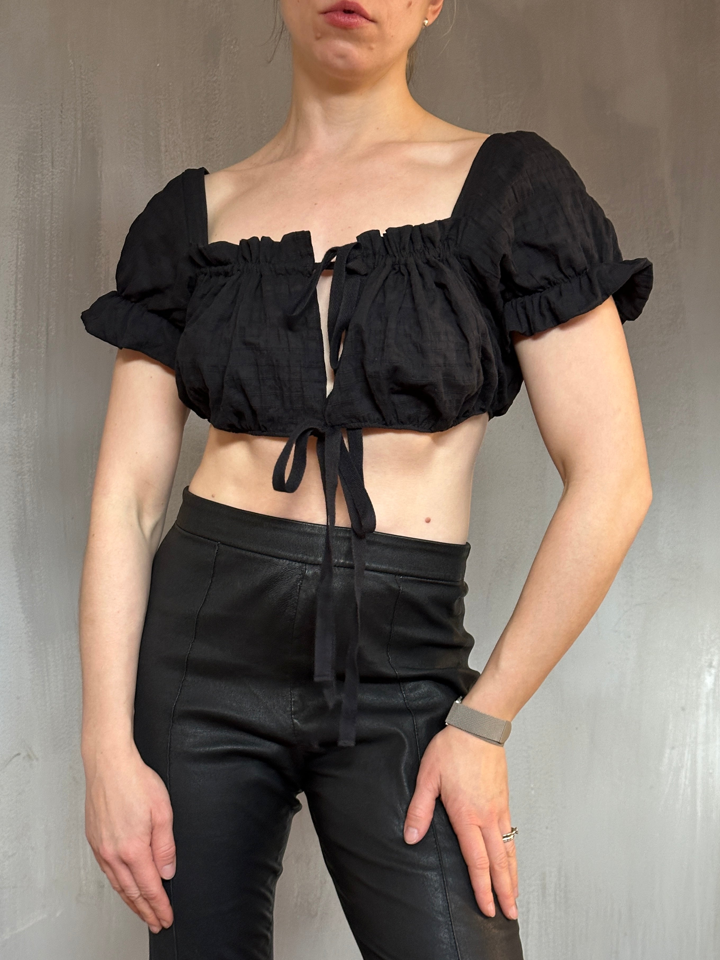 Sample Sale: Dirndl Top in Black Cotton (34-37" Bust)