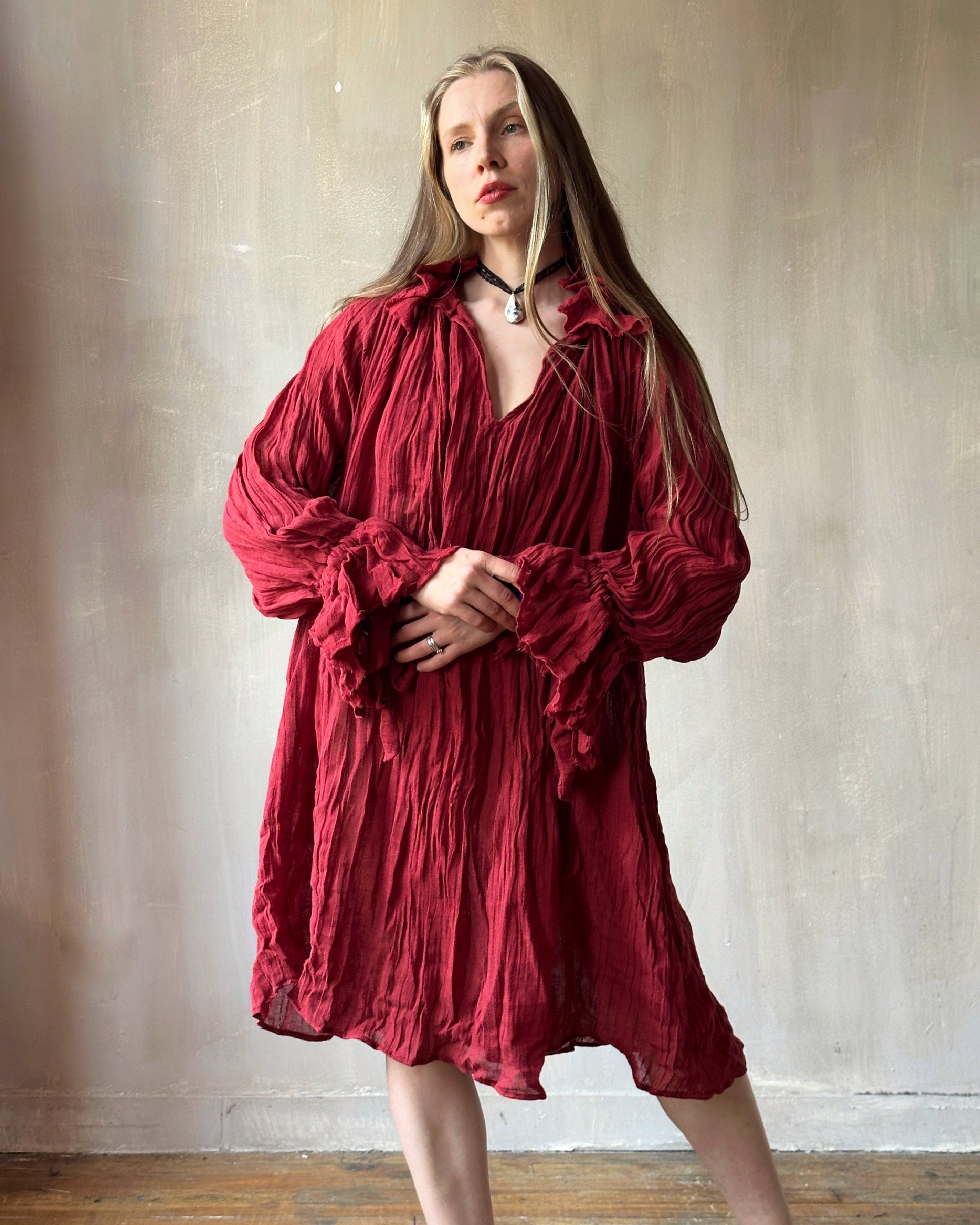 Maxi Alchemist Chemise in Warm Red Linen