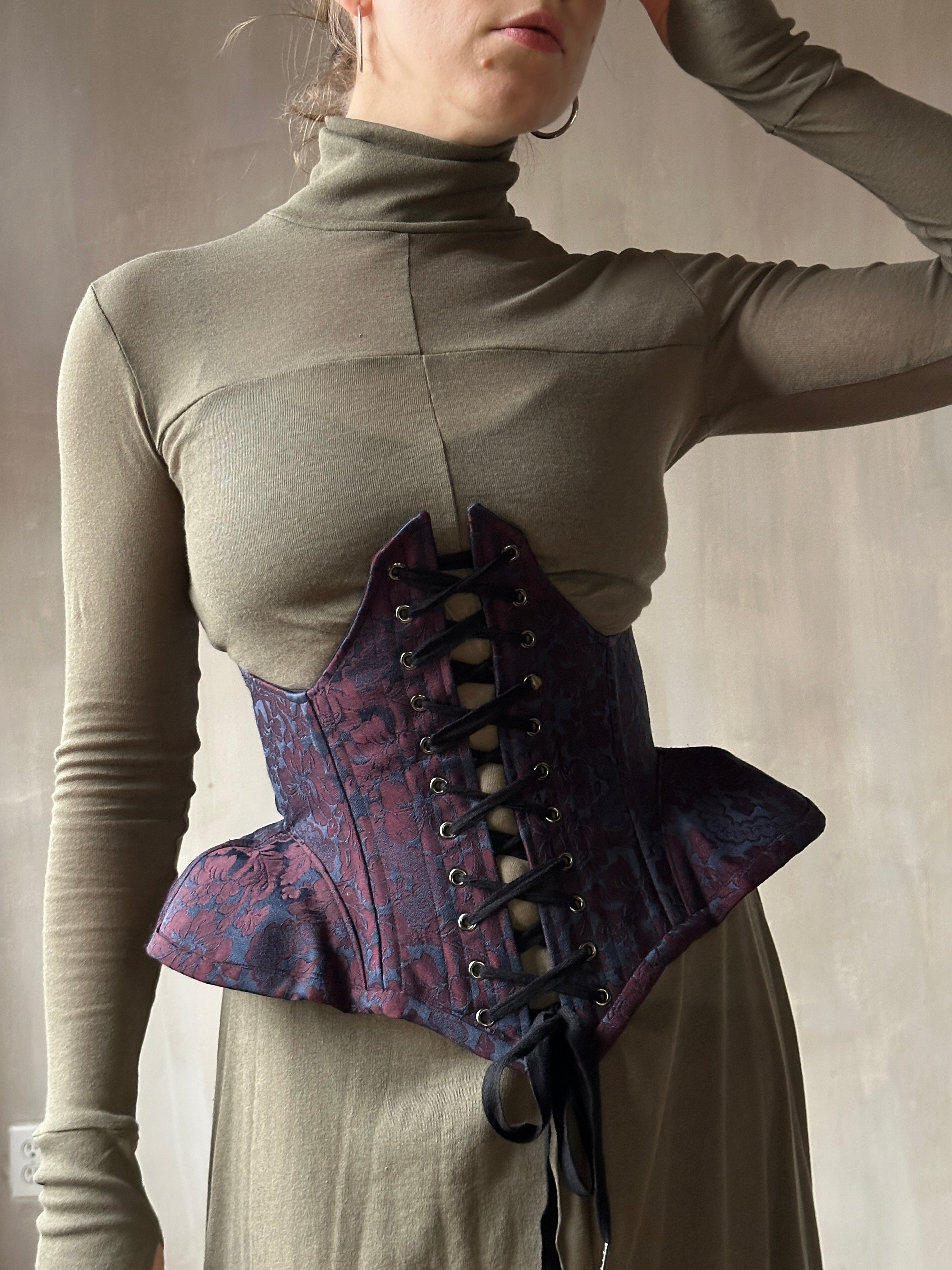 FW'24: Underbust Pannier Corset in "Aegean Floral" Silk (Pre-Order, Limited Edition)
