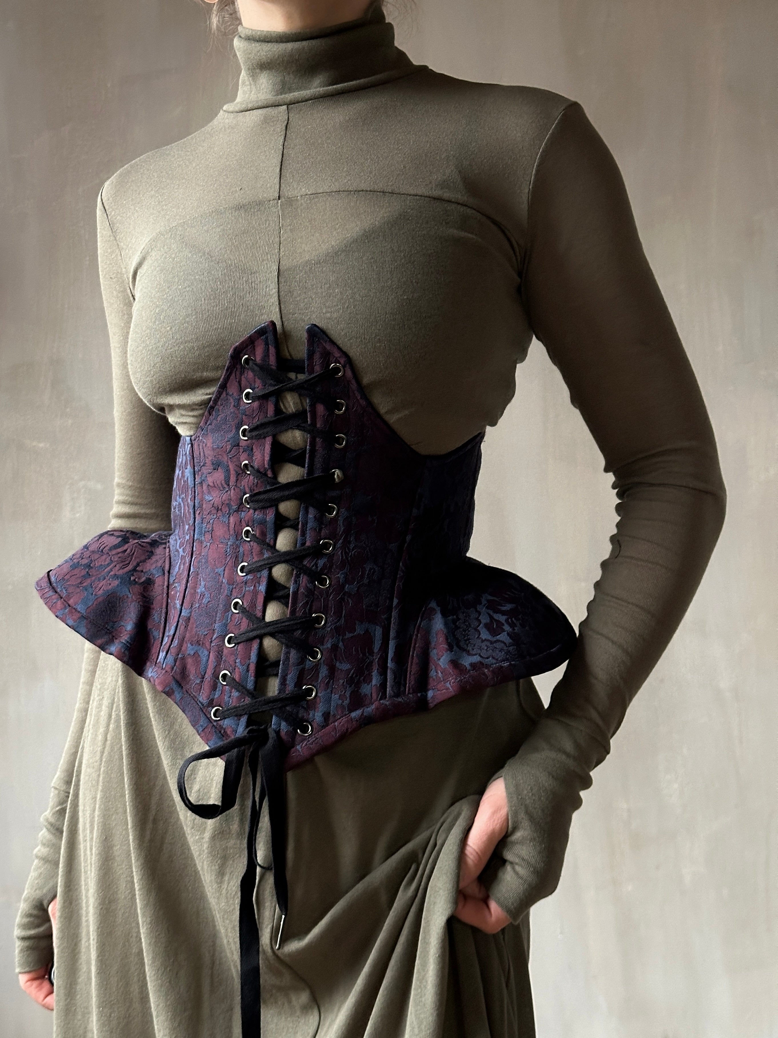 FW'24: Underbust Pannier Corset in "Aegean Floral" Silk (Pre-Order, Limited Edition)