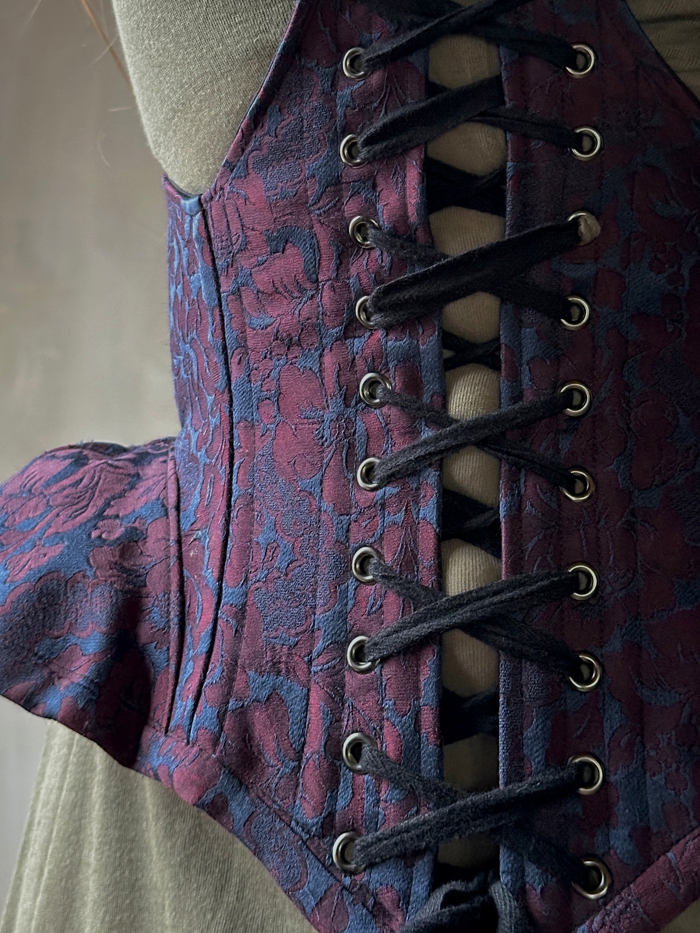 FW'24: Underbust Pannier Corset in "Aegean Floral" Silk (Pre-Order, Limited Edition)