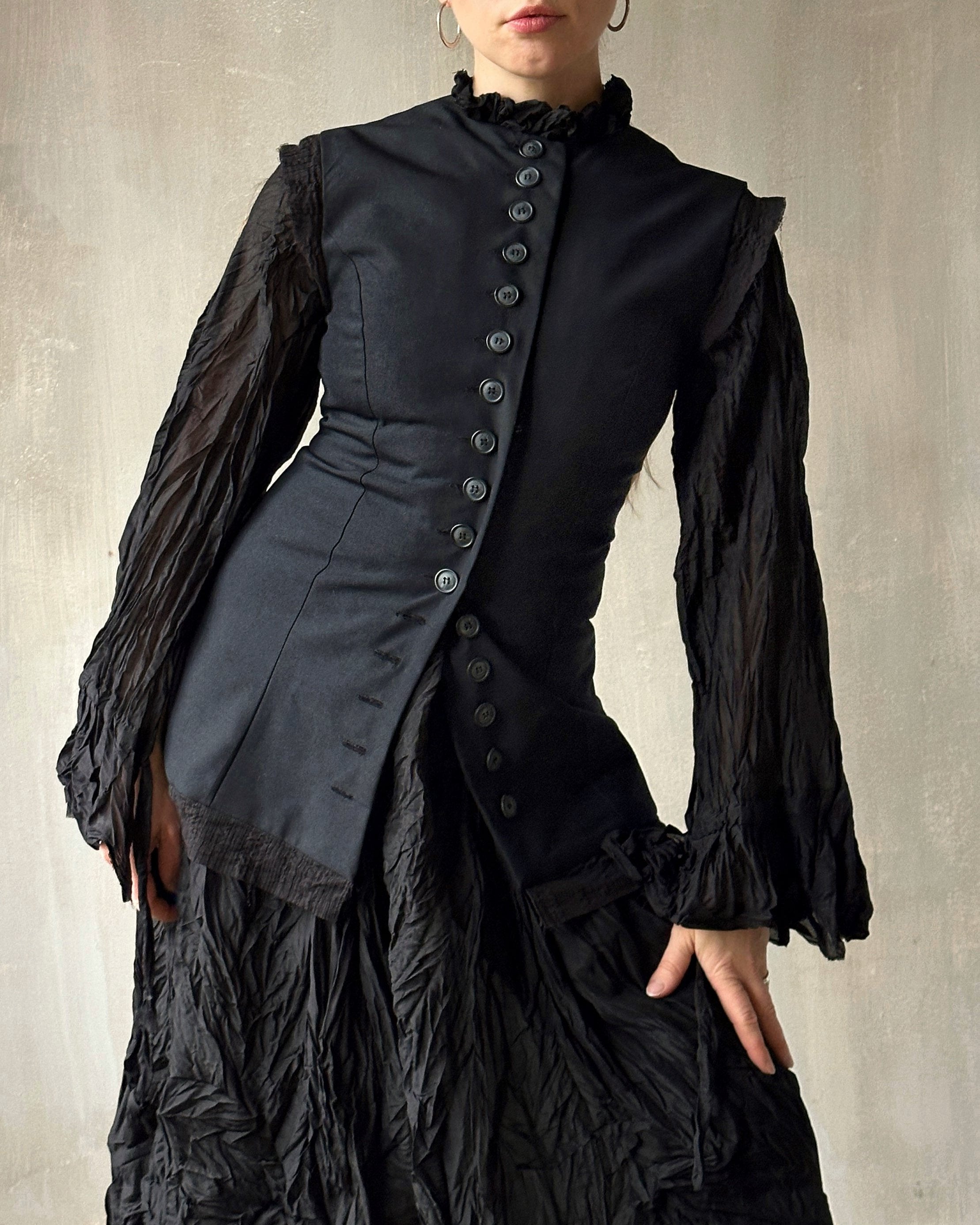 FW'24: Long Button-Front Tails Vest in Wool (In Stock)