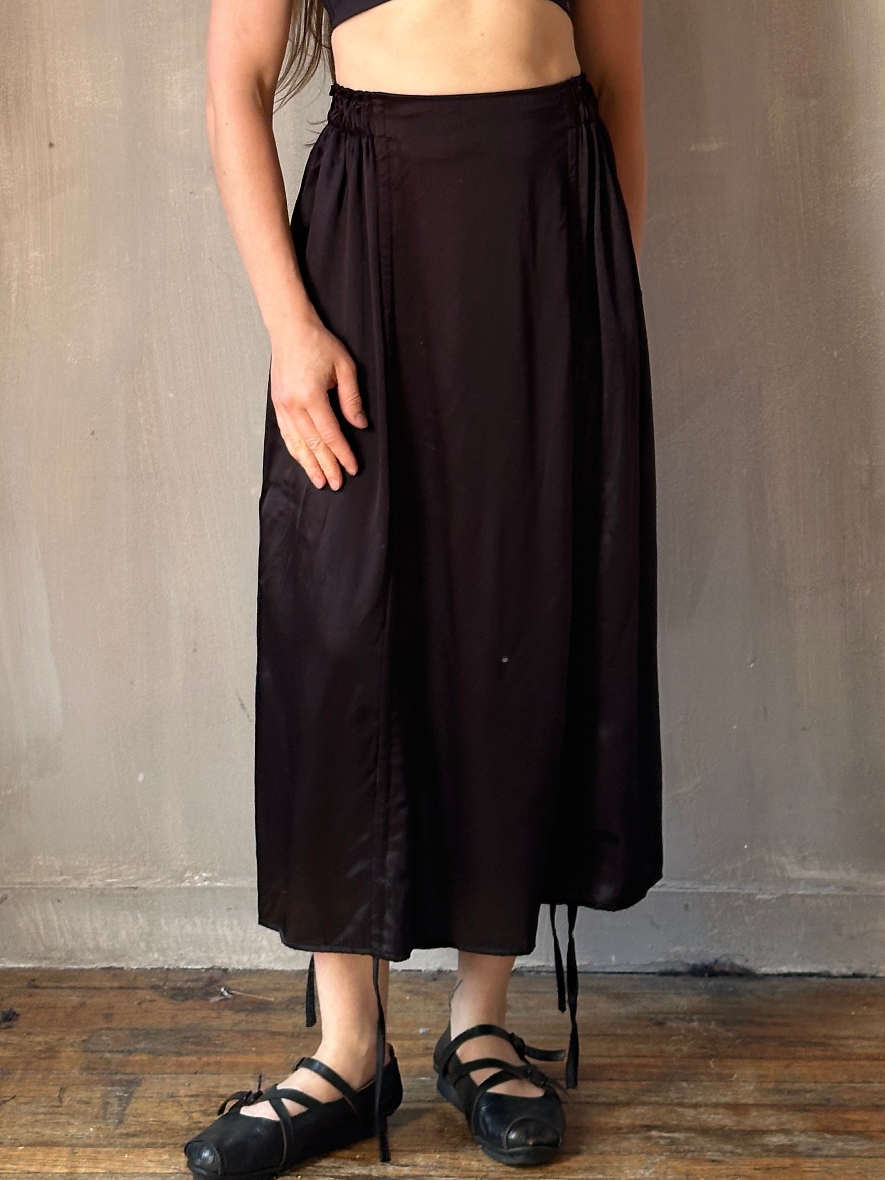 Spring '25: Drawstring Skirt in Black Satin