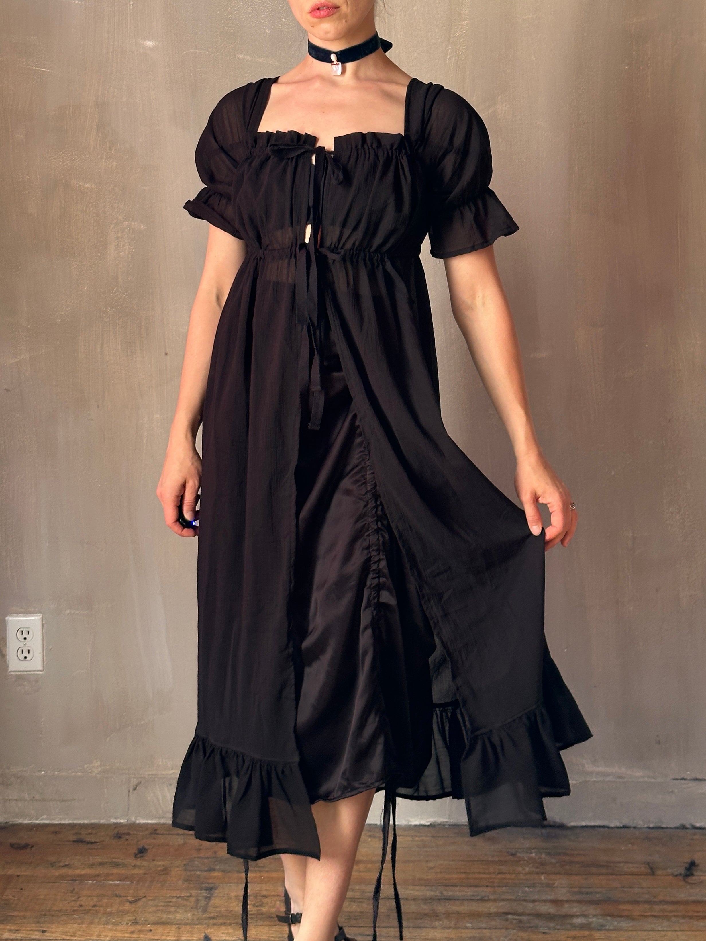 Spring '25: Chemise de la Reine Duster in Black Voile