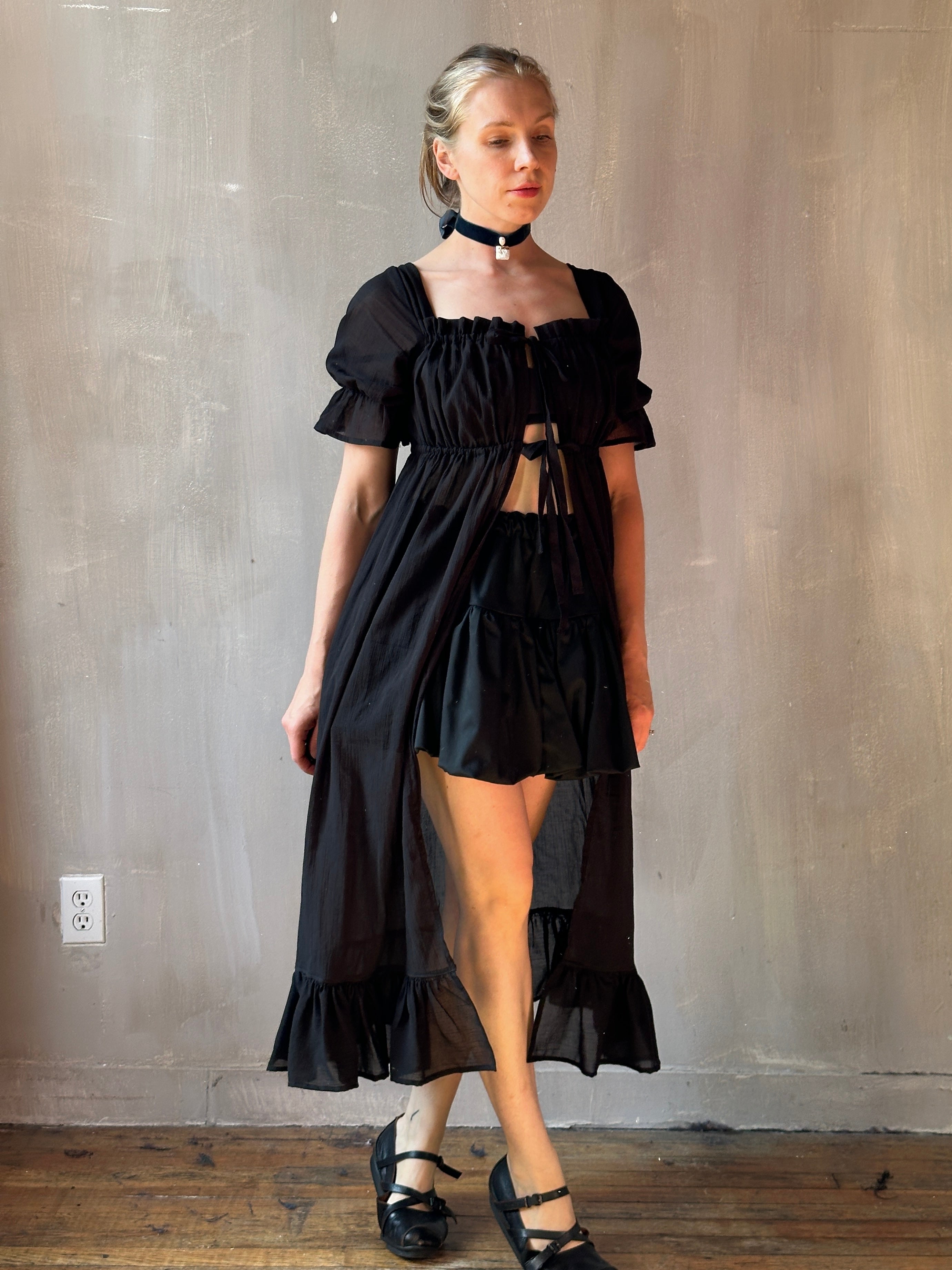 Spring '25: Chemise de la Reine Duster in Black Voile