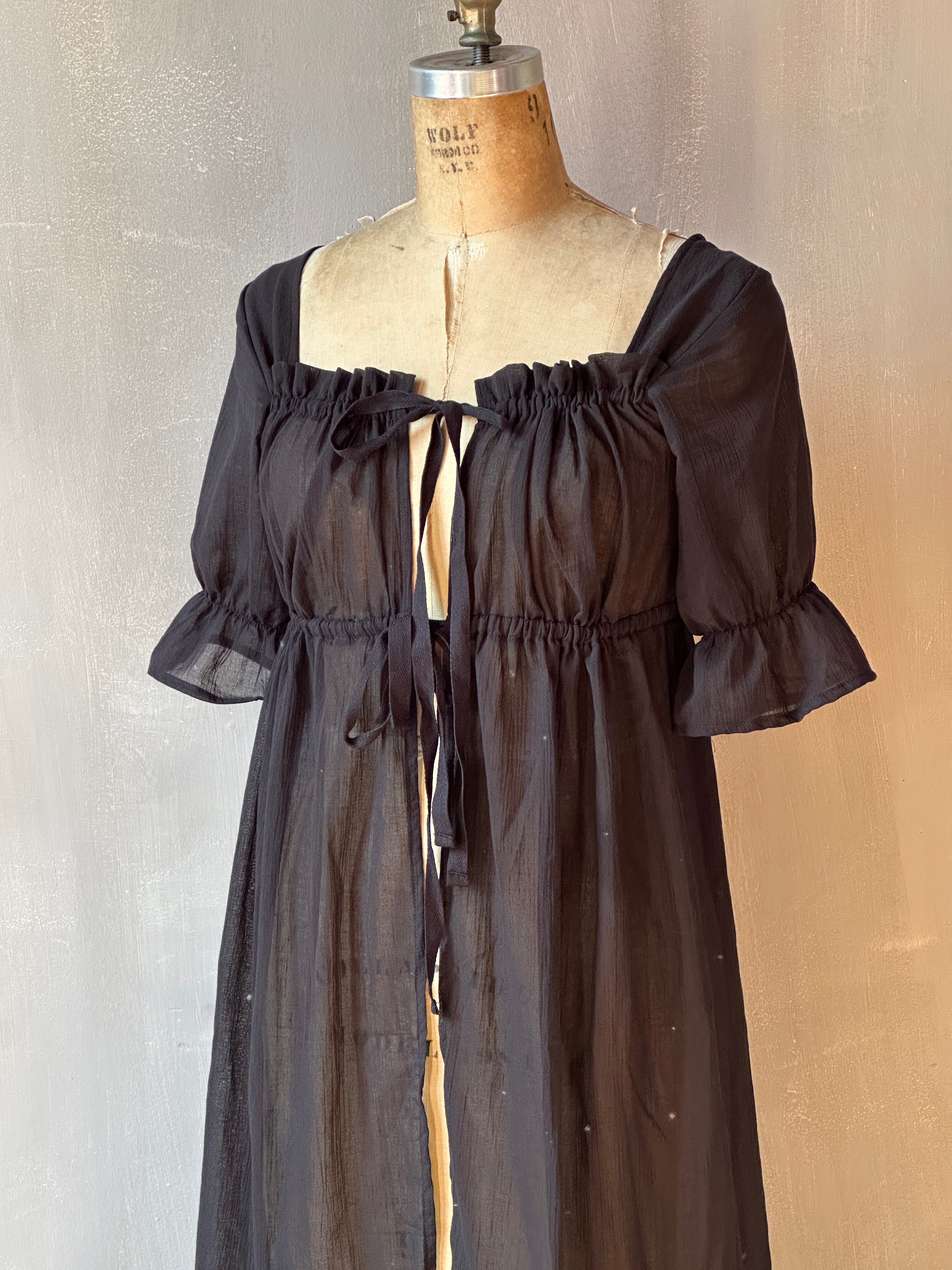 Spring '25: Chemise de la Reine Duster in Black Voile