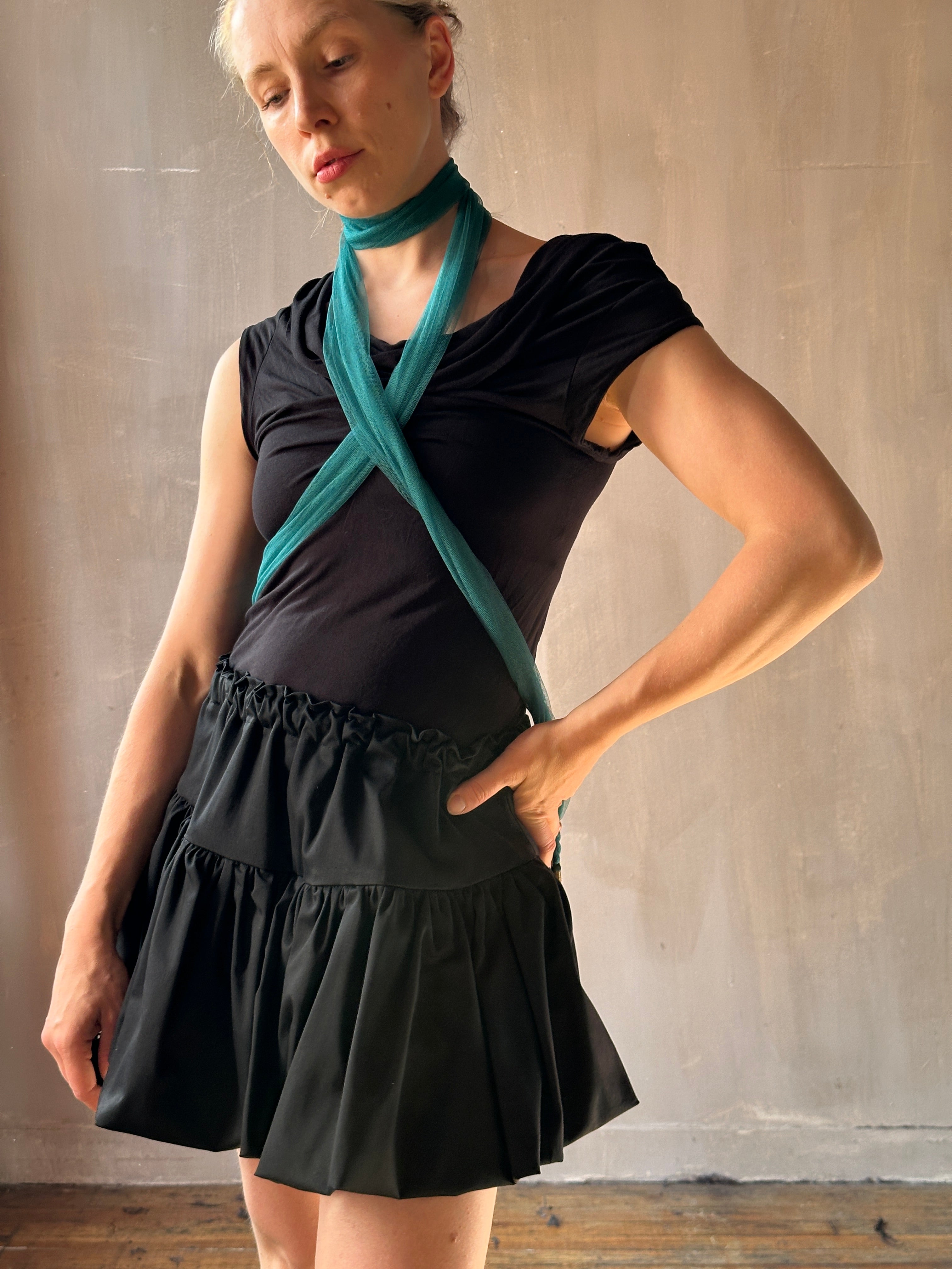 Spring '25:  Teal Tasseled Scarf in Silk