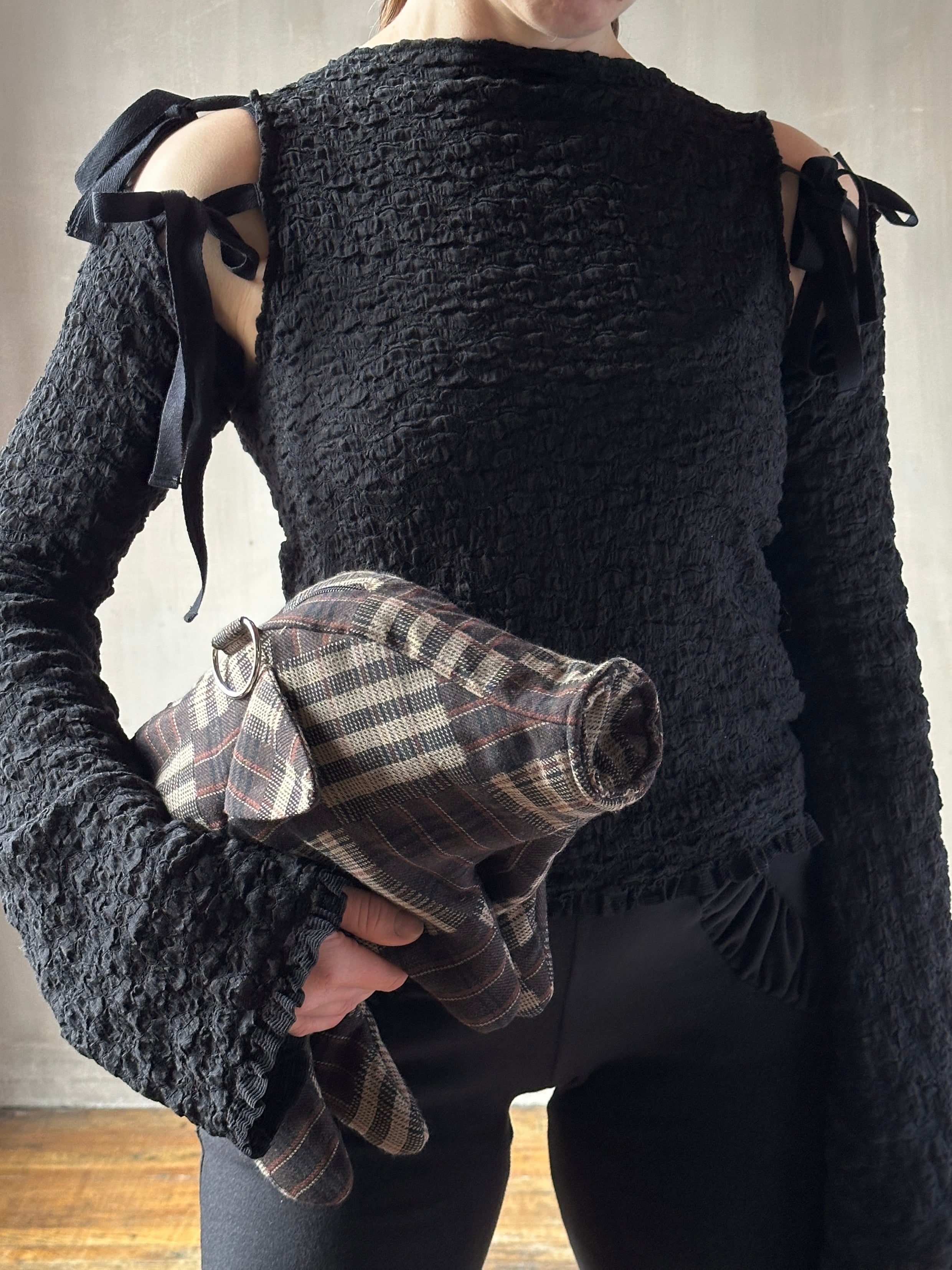 Winter '26: "Peggy" the Plush Pig Purse in Plaid Patchwork Cotton (Pre-Order)