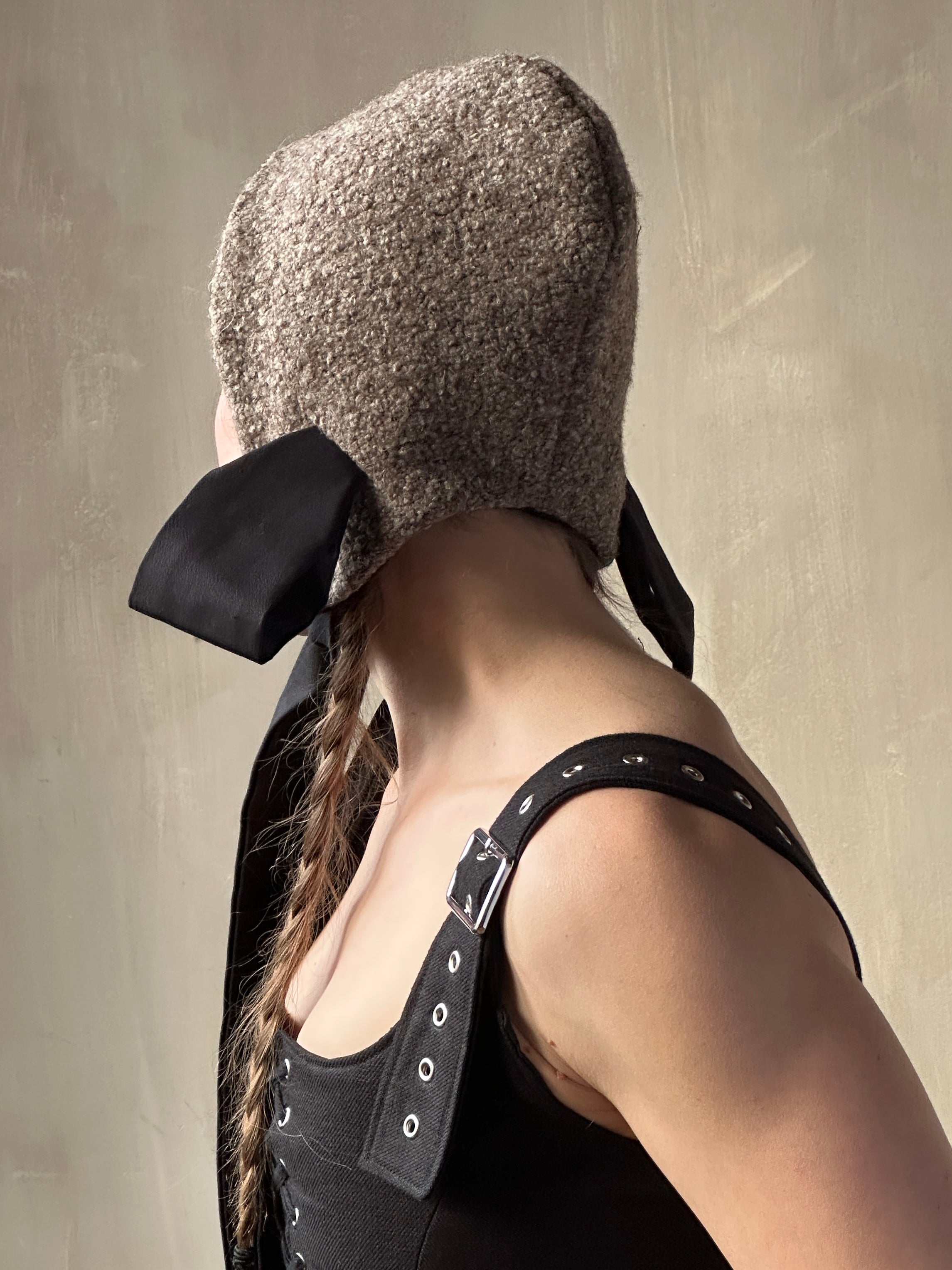Winter '26: Spangenhelm Bonnet in Oatmeal Boiled Wool Pre-Order)