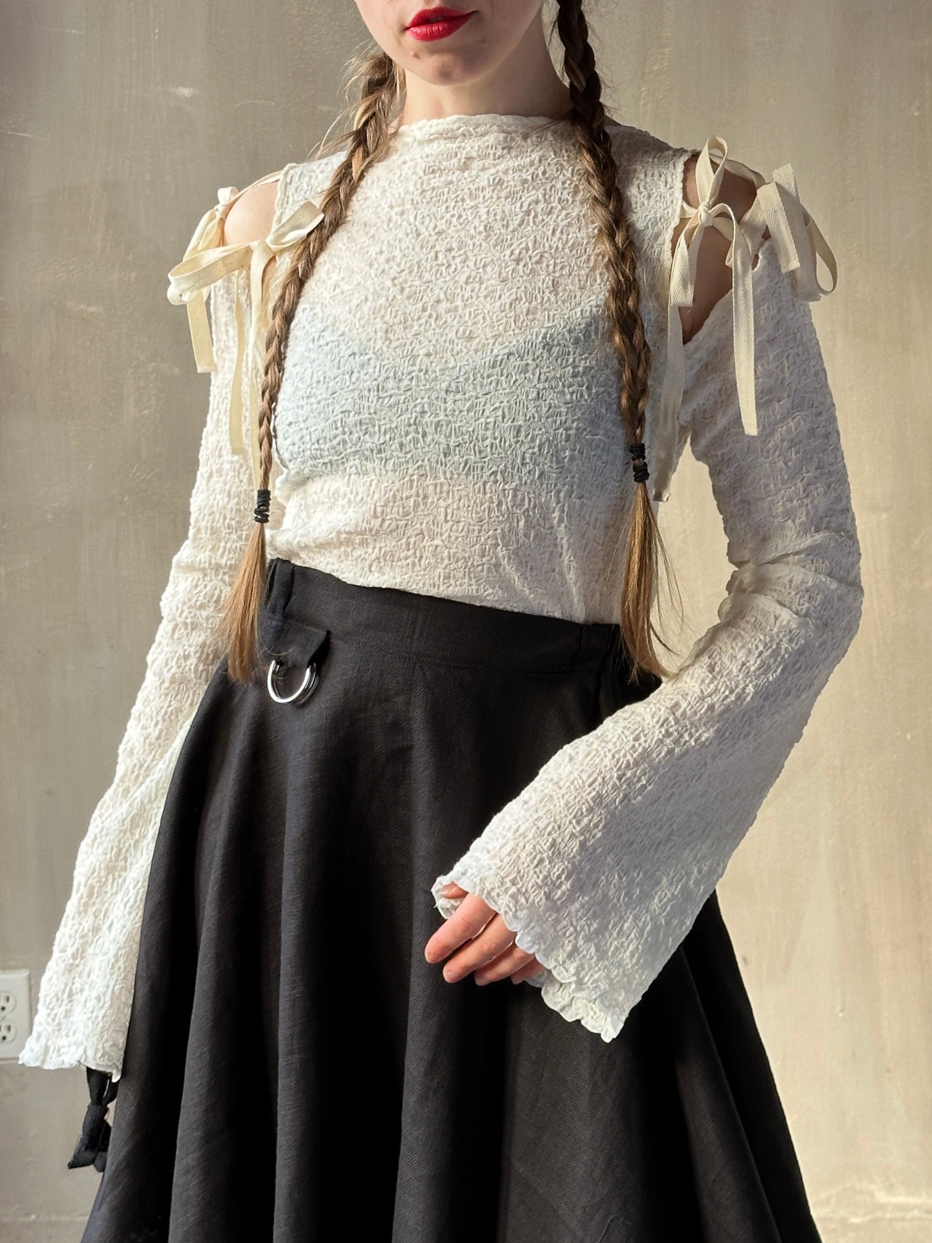 Winter '26: Detached Sleeve Top in Textured Cream Cotton (Pre-Order)