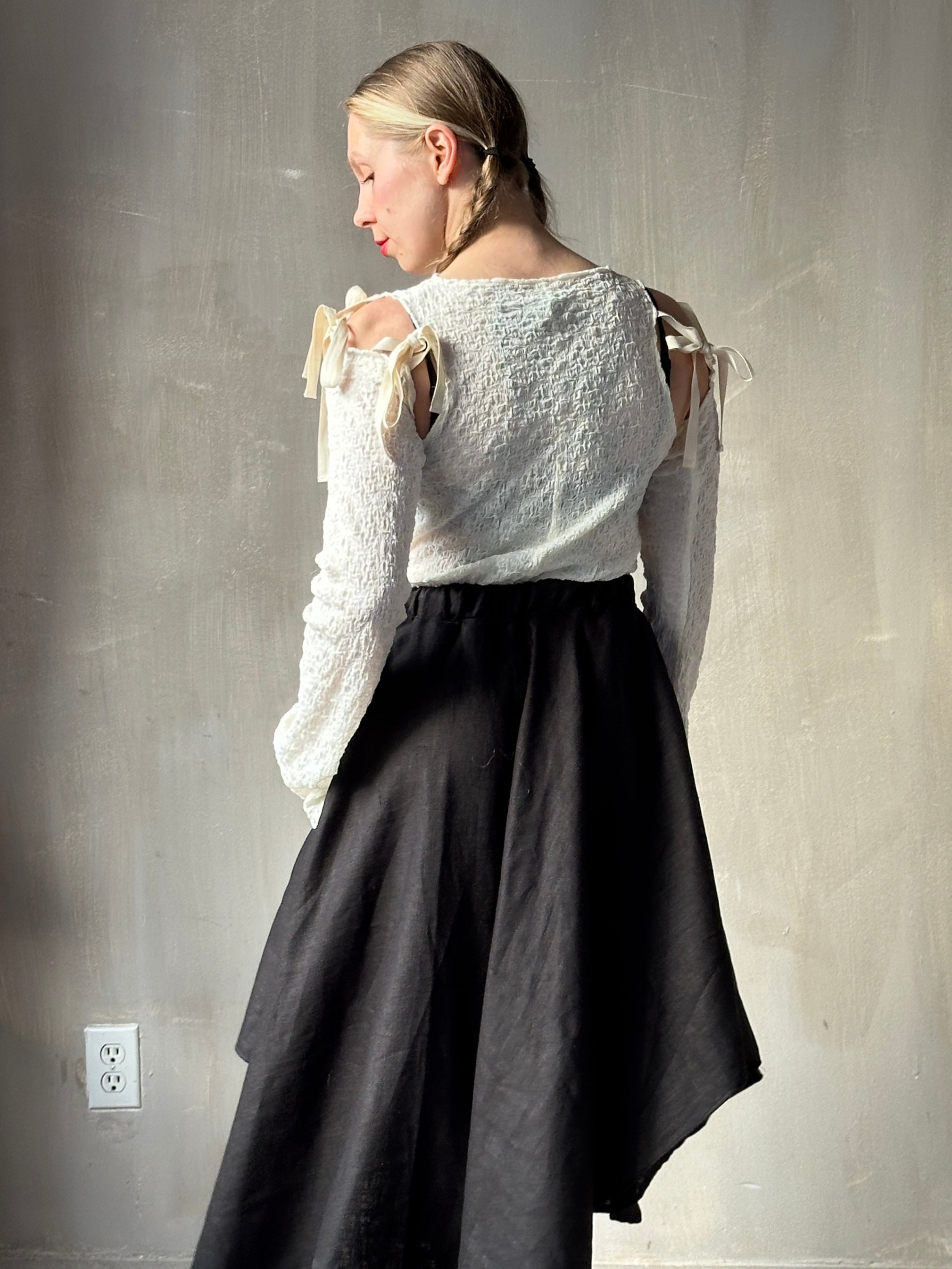 Winter '26: Pastorale Skirt w/Adjustable Hem in Black Ramie Twill